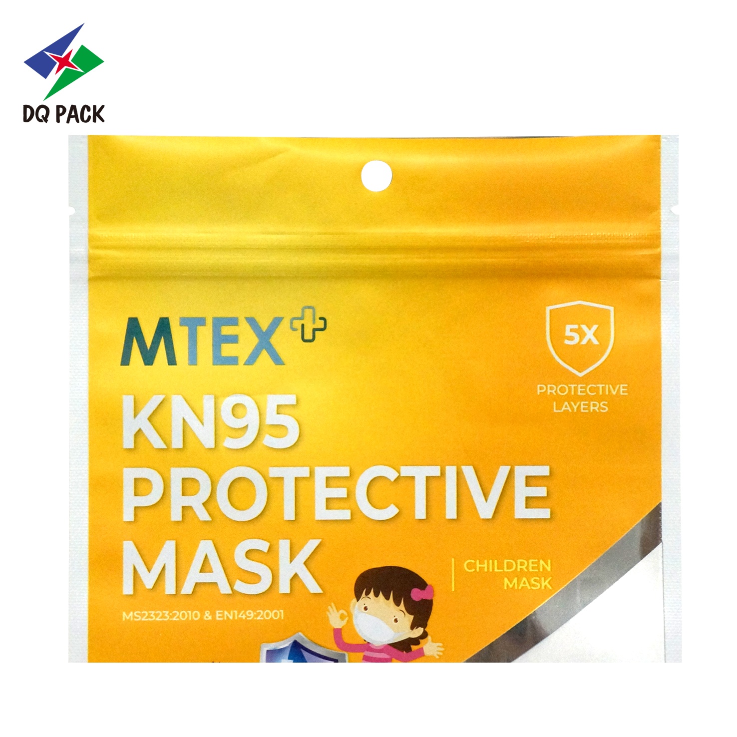 DQ PACK Customized facial N95 plastic bag  Protective pouch packing bag with zipper doypack