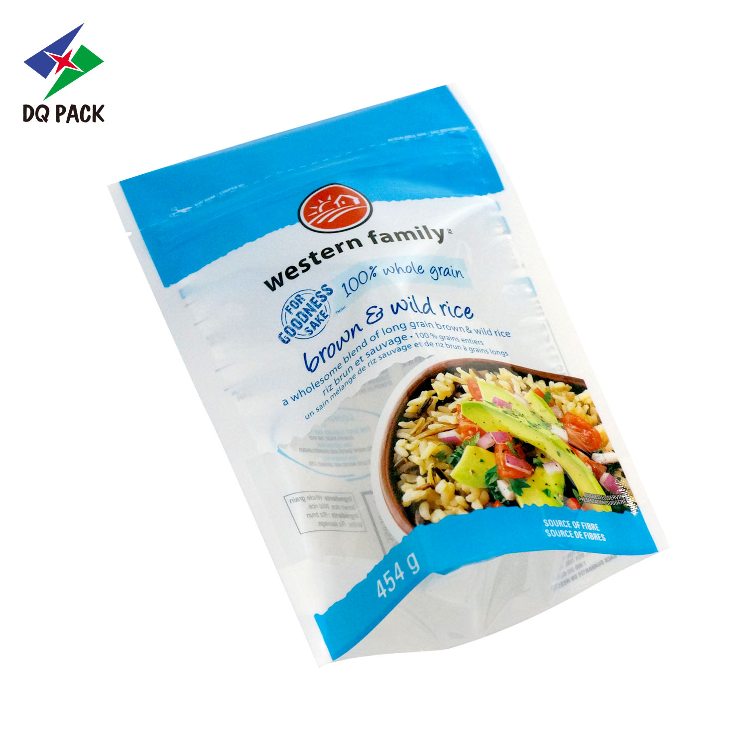 PE PET Custom Print Plastic Stand Up Ziplock Packaging Pouch Bag with Window for Rice Food Automatic Packing