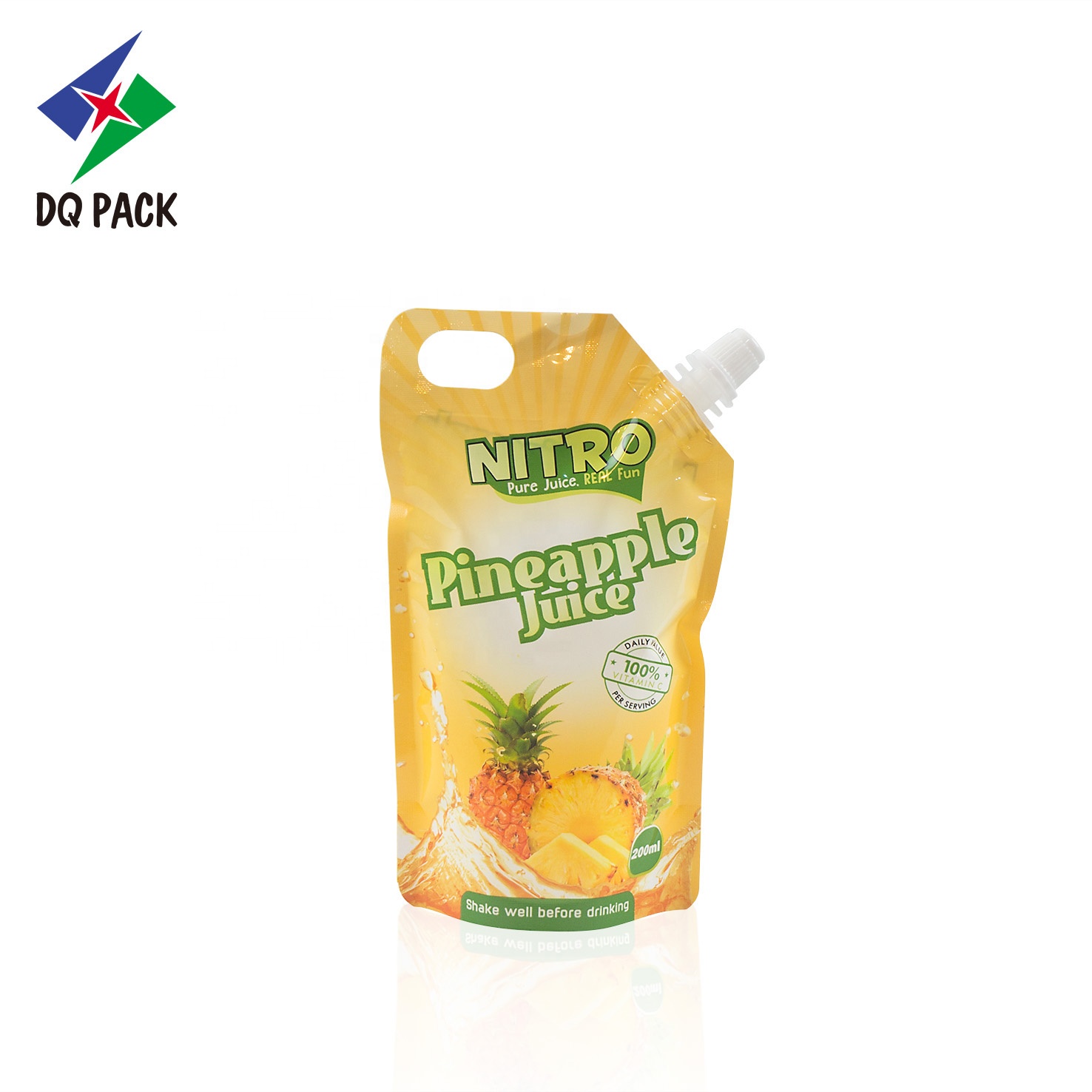 DQ PACK Refilll Reusable fruit juice drink packaging spout pouch bag doypack with corner spout