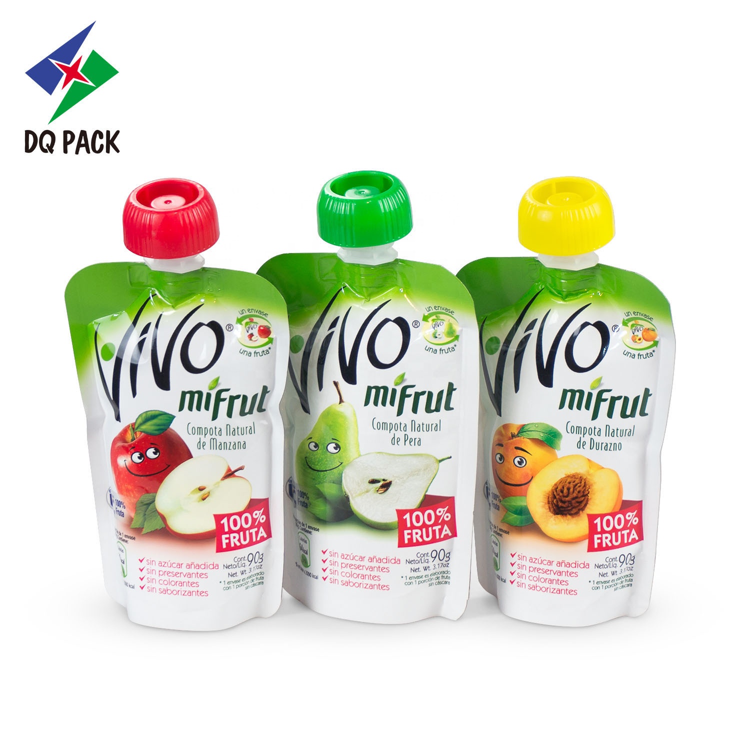 DQ PACK Custom Printed  Baby Food Puree Stand Up Nozzle Bag Juice Plastic Spout Pouch