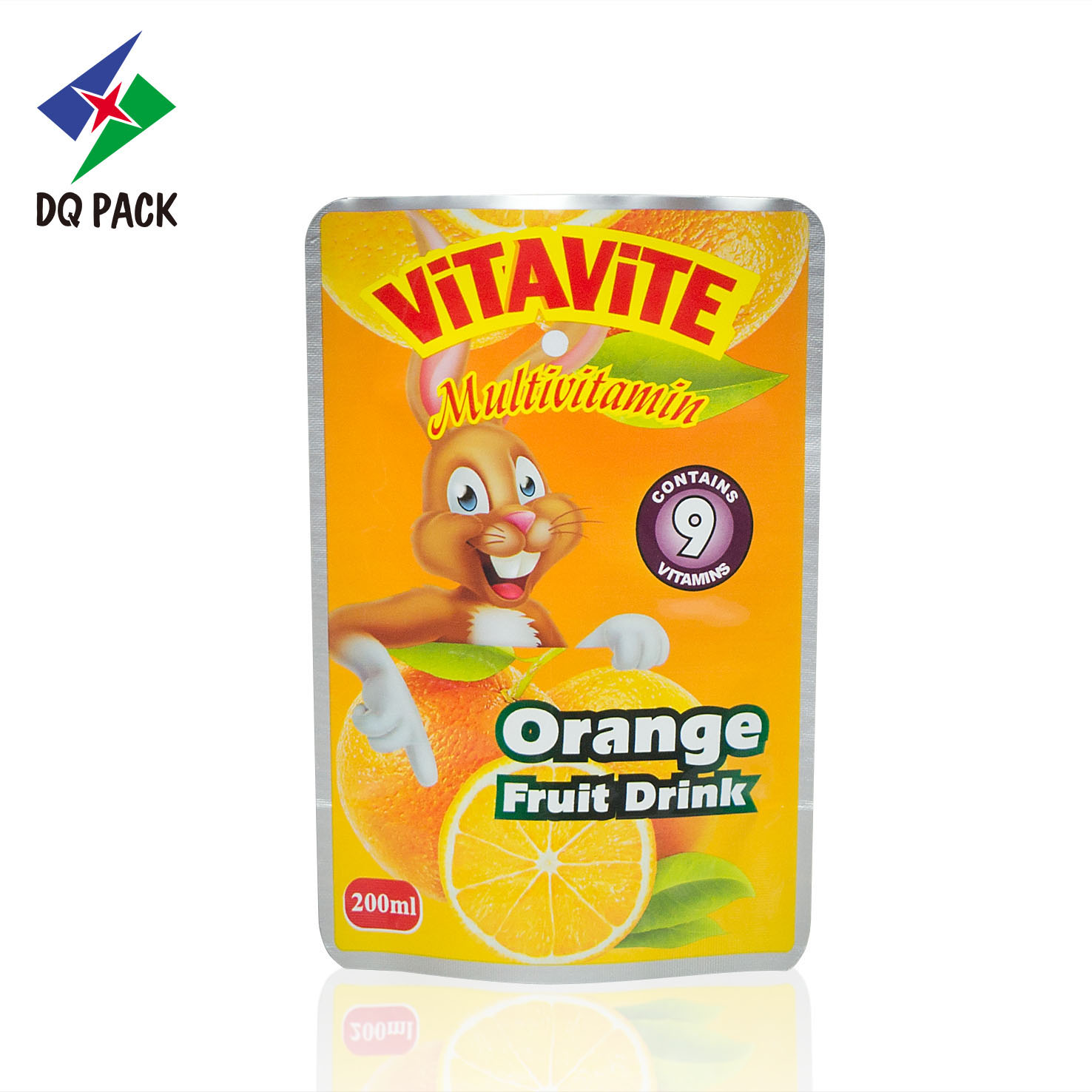Dq Pack Custom  Logo Plastic Packaging Bag Stand up Perforated Pouch for Juice Packaging