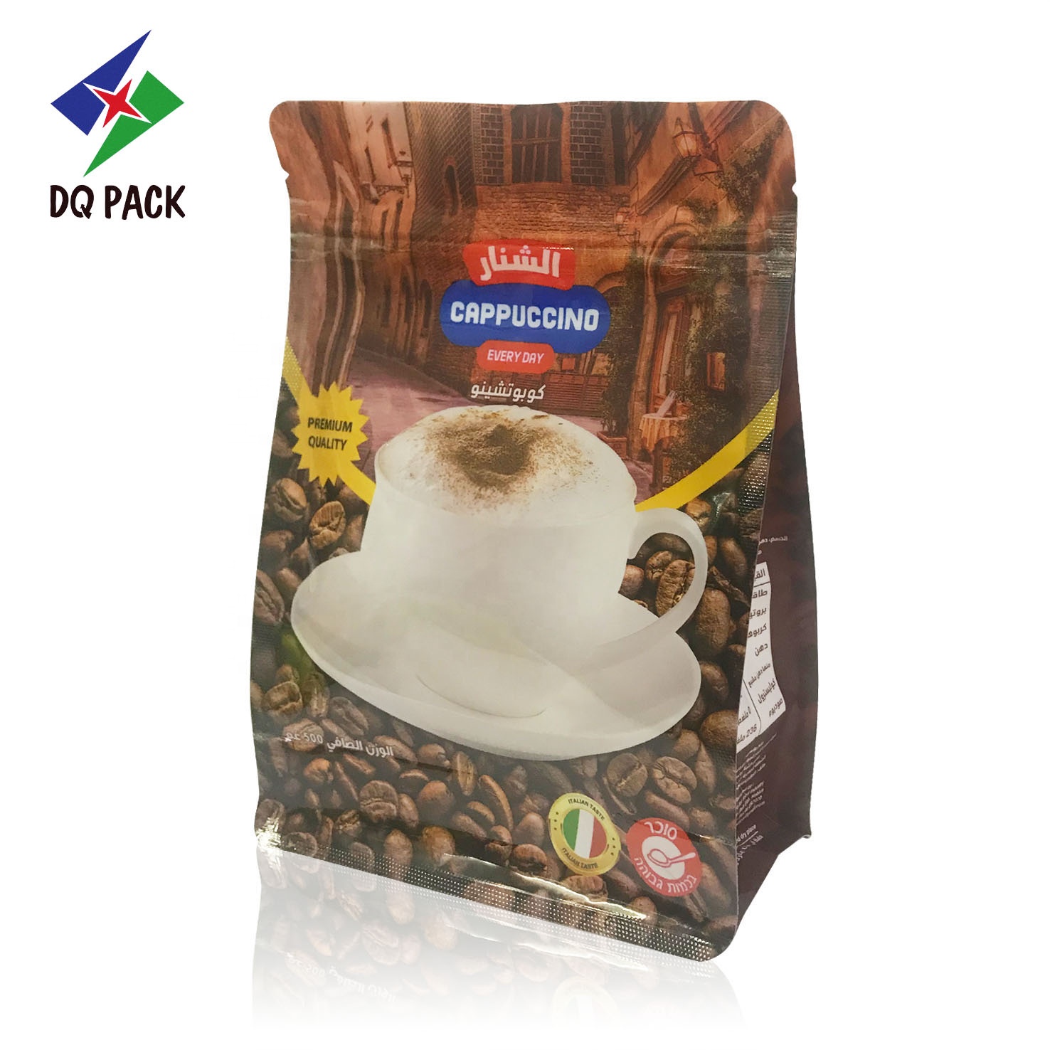 Customized printing Flat bottom Bag with Zipper plastic pouch Coffee drip bag