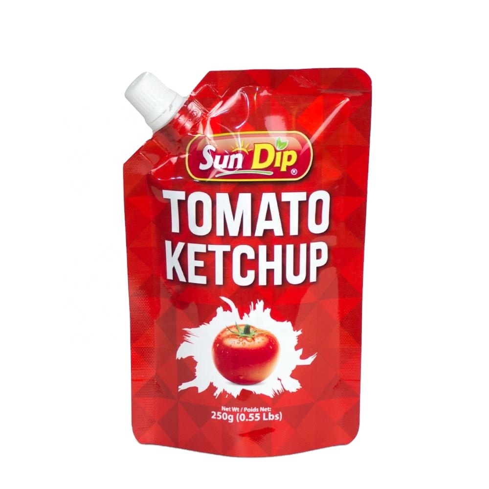 Flexible plastic Tomato sauce packaging bag ketchup salad sachet spout bag