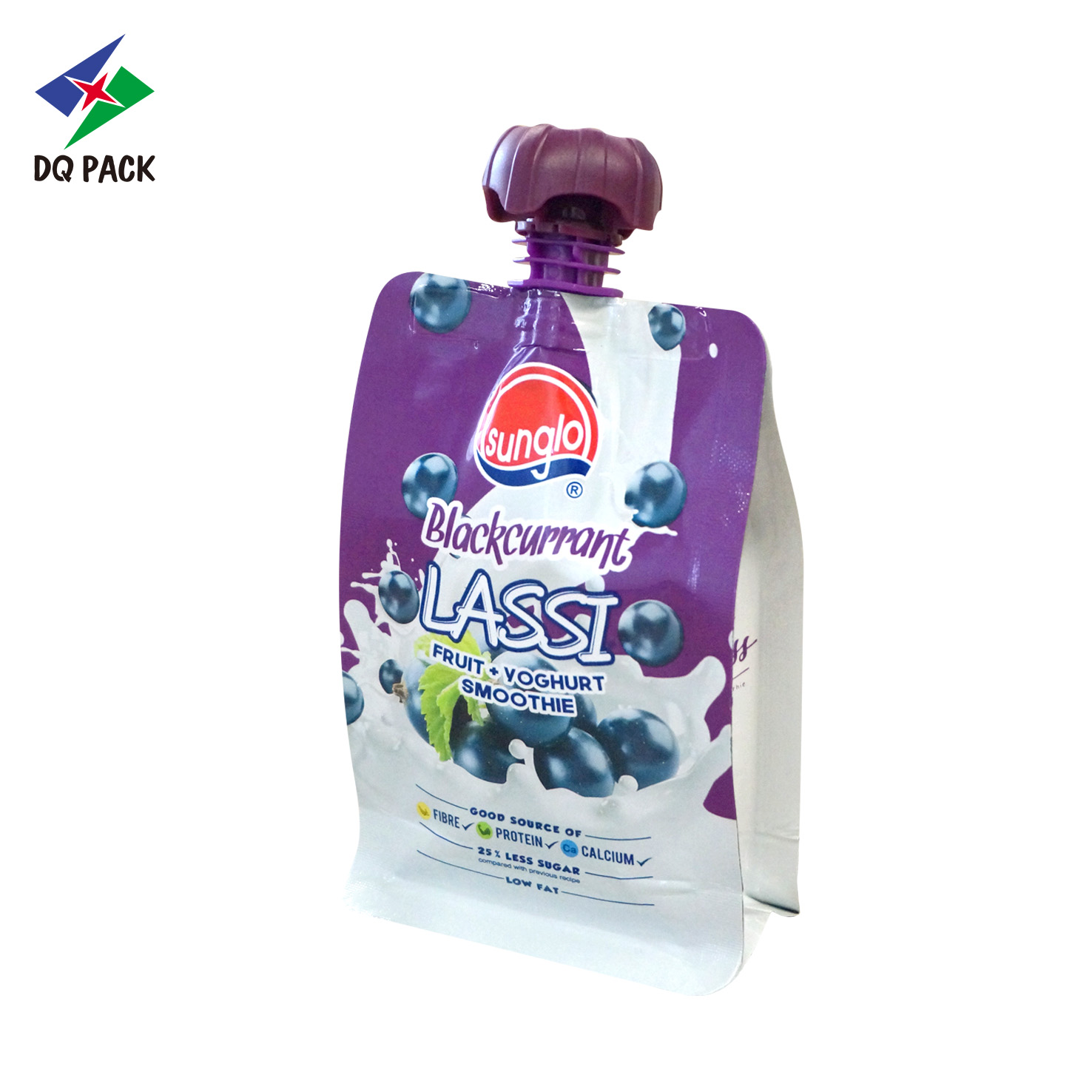 Barrier PE NY AL Plastic Printed Flat Bottom Side Gusset Spout Packaging Pouch Bag for Juice Drink Yogurt Automatic Packing