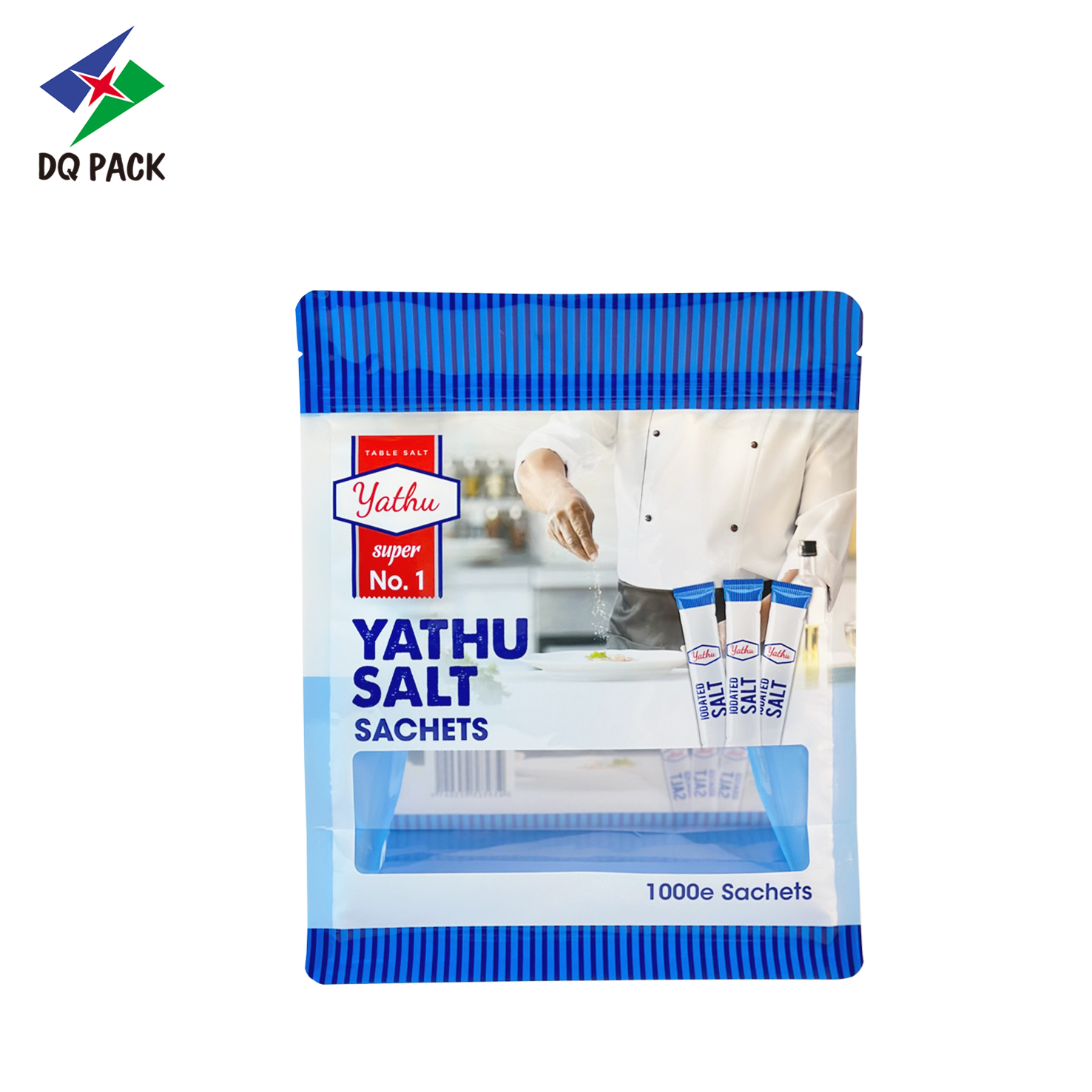 Plastic PE PP AL Barrier Stand Up Flat Bottom Gusset Packaging Pouch Bag Ziplock with Zipper for Salt Food Automatic Packing