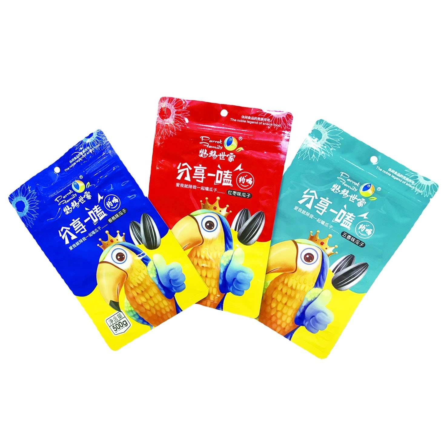Custom Printed Resealable Packaged nuts and snacks oatmeal stand up pouch Quad Seal Pouch with zipper