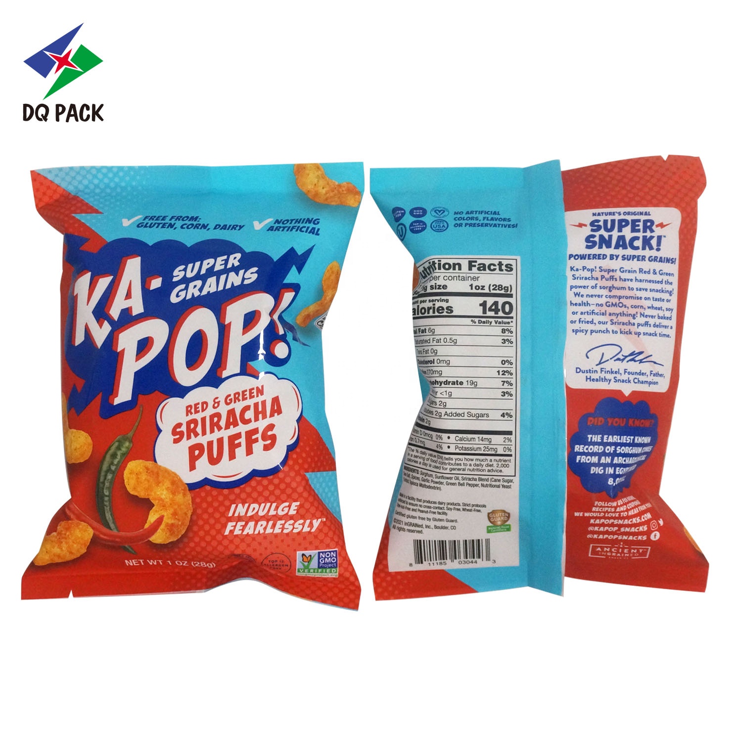 DQ PACK KPET Laminated Puff Snack Packaging Roll Stock With Oxygen Barrier