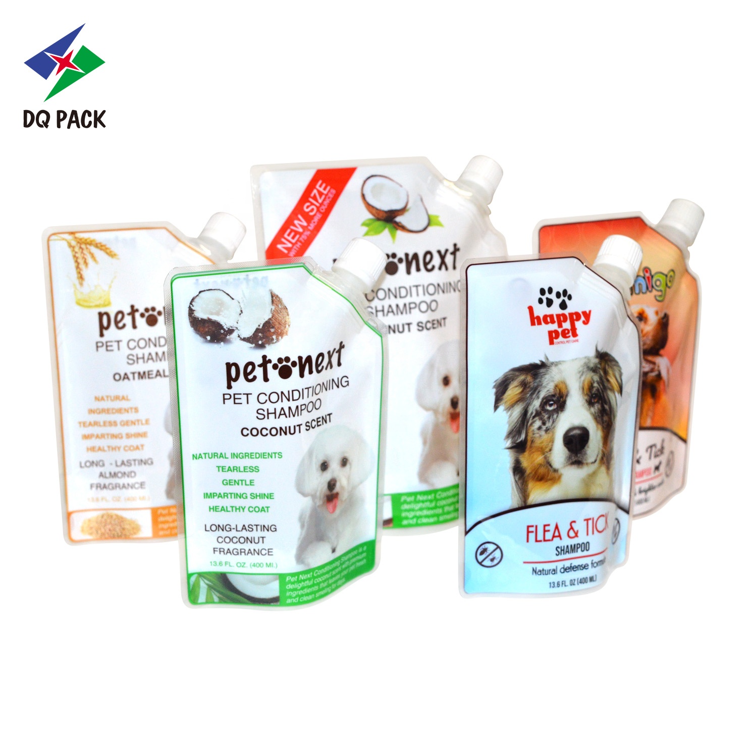 DQ PACK Custom Printed Pet Shampoo Nozzle Pouch NY Stand Up Spout Bag