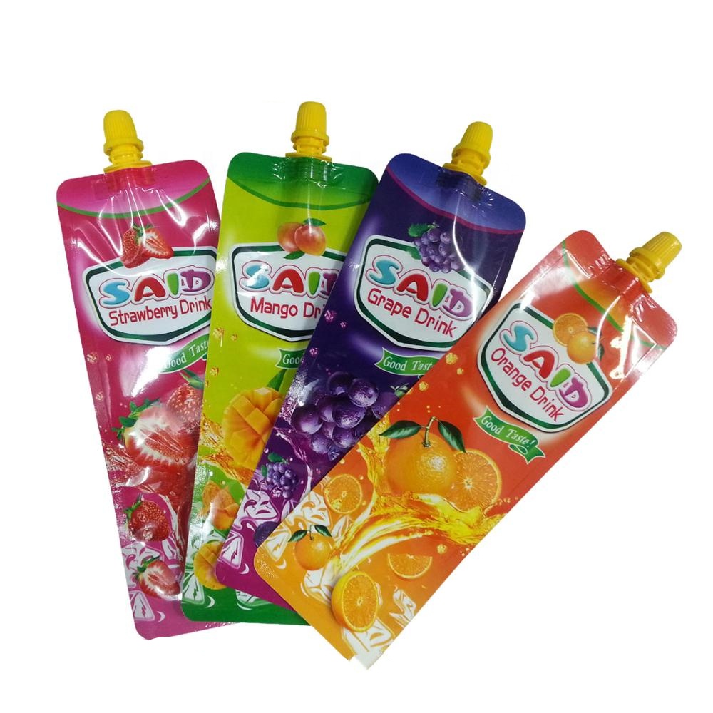 DQ PACK Hot Sale Colorful Fruit Juice Beverage Doypack For Liquid Packaging Plastic Spout Pouch
