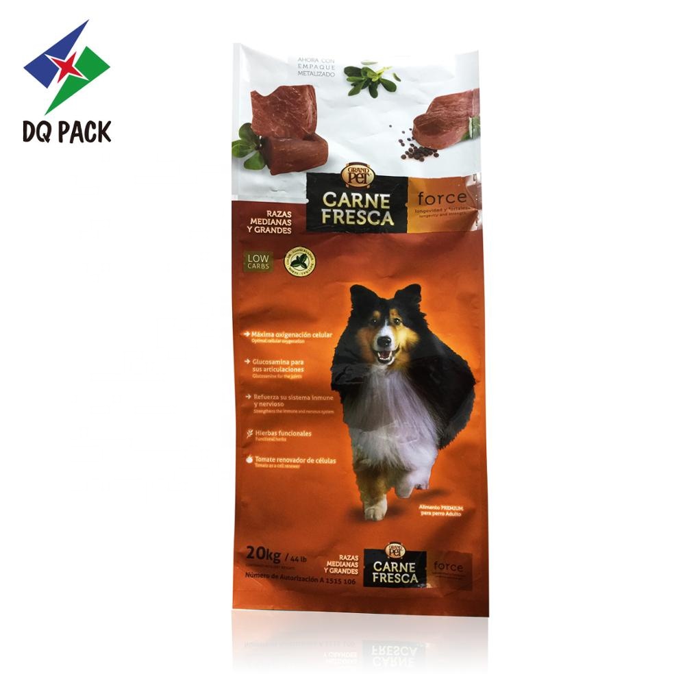20KG PET food packaging bag 4 sides seal plastic bag for packing PET food