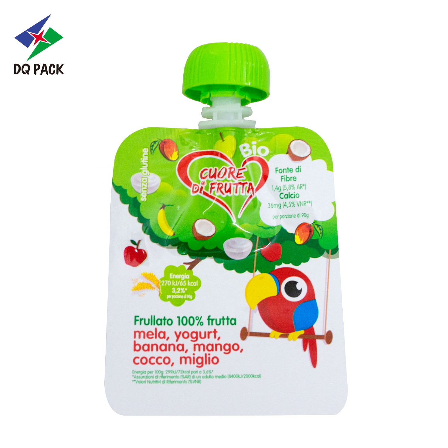 DQ PACK BPA Free Cute Carton Plastic Liquid Cream Refill Packaging Baby Puree Plastic Stand Up Pouch With Spout