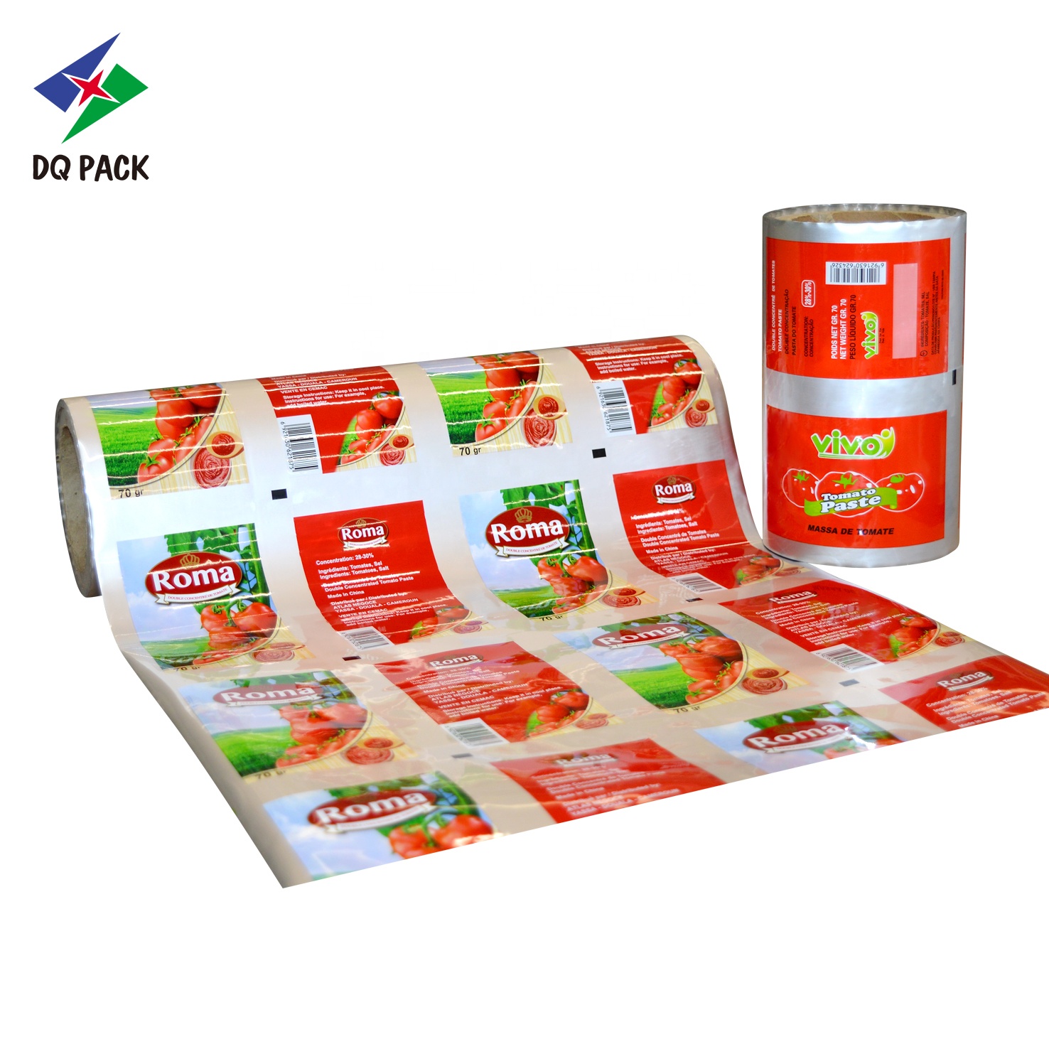 DQ PACK Hot Sale Plastic Tomato Sauce Food Packaging Ketchup Roll Film For Paste