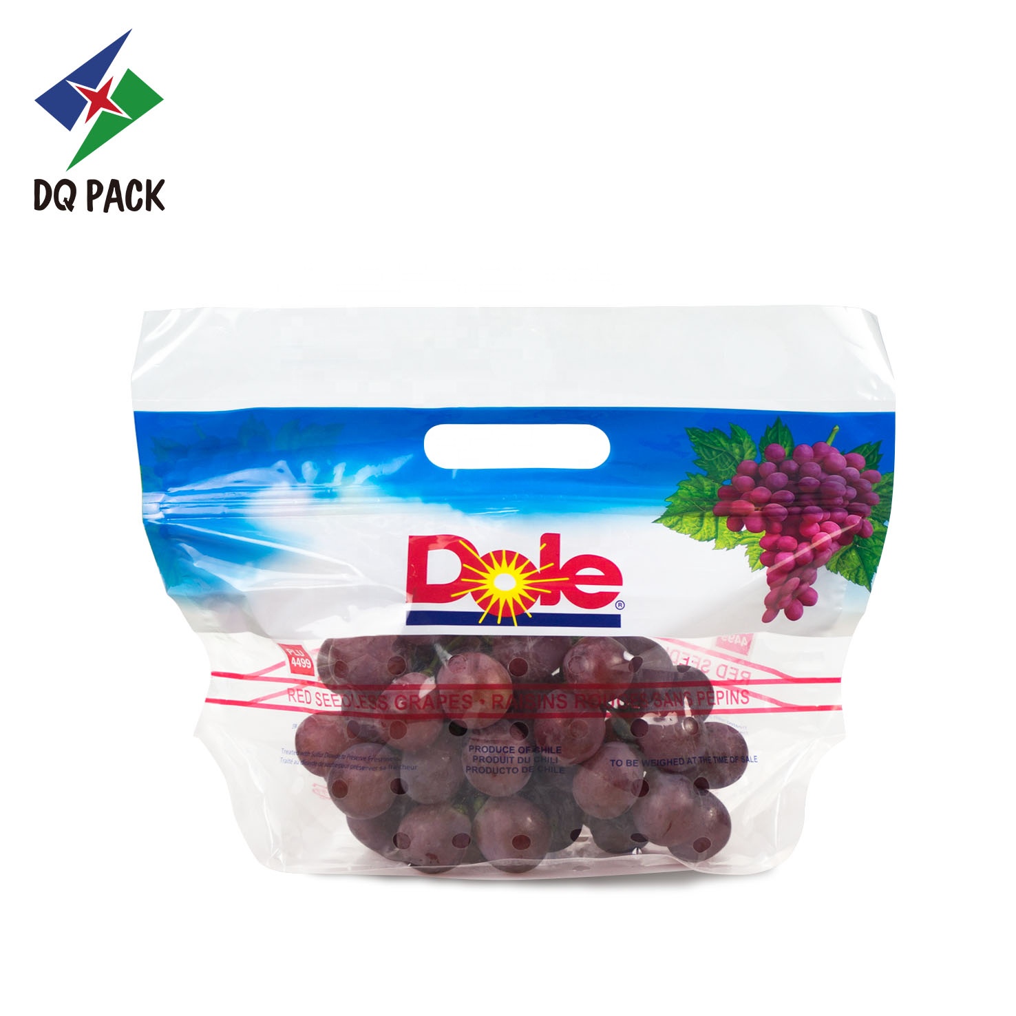 Guangdong DQ PACK package handle and zipper fruit protection bag for fruit packaging