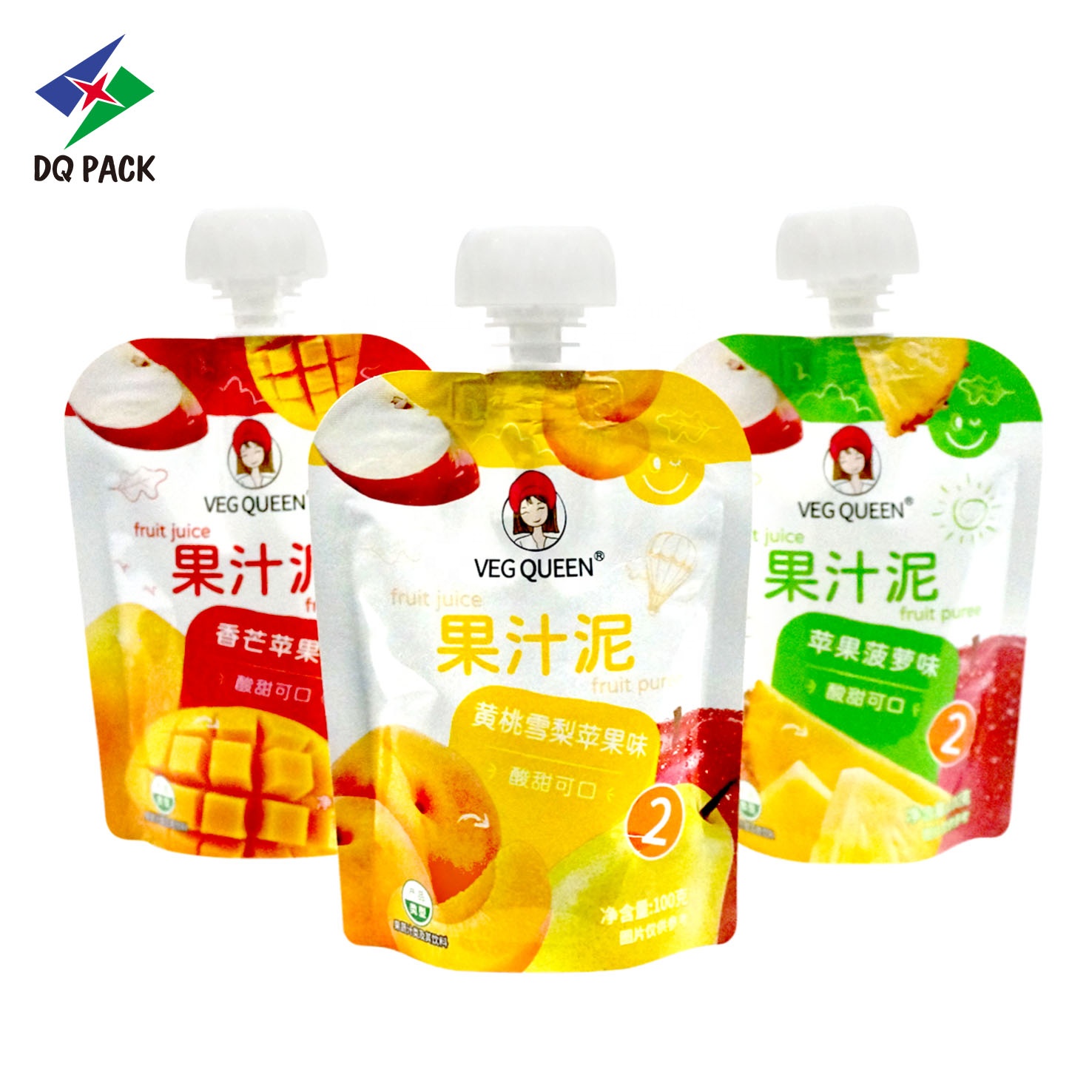 Custom Printed jelly pouch with spout food pouch bag for juice jelly packaging
