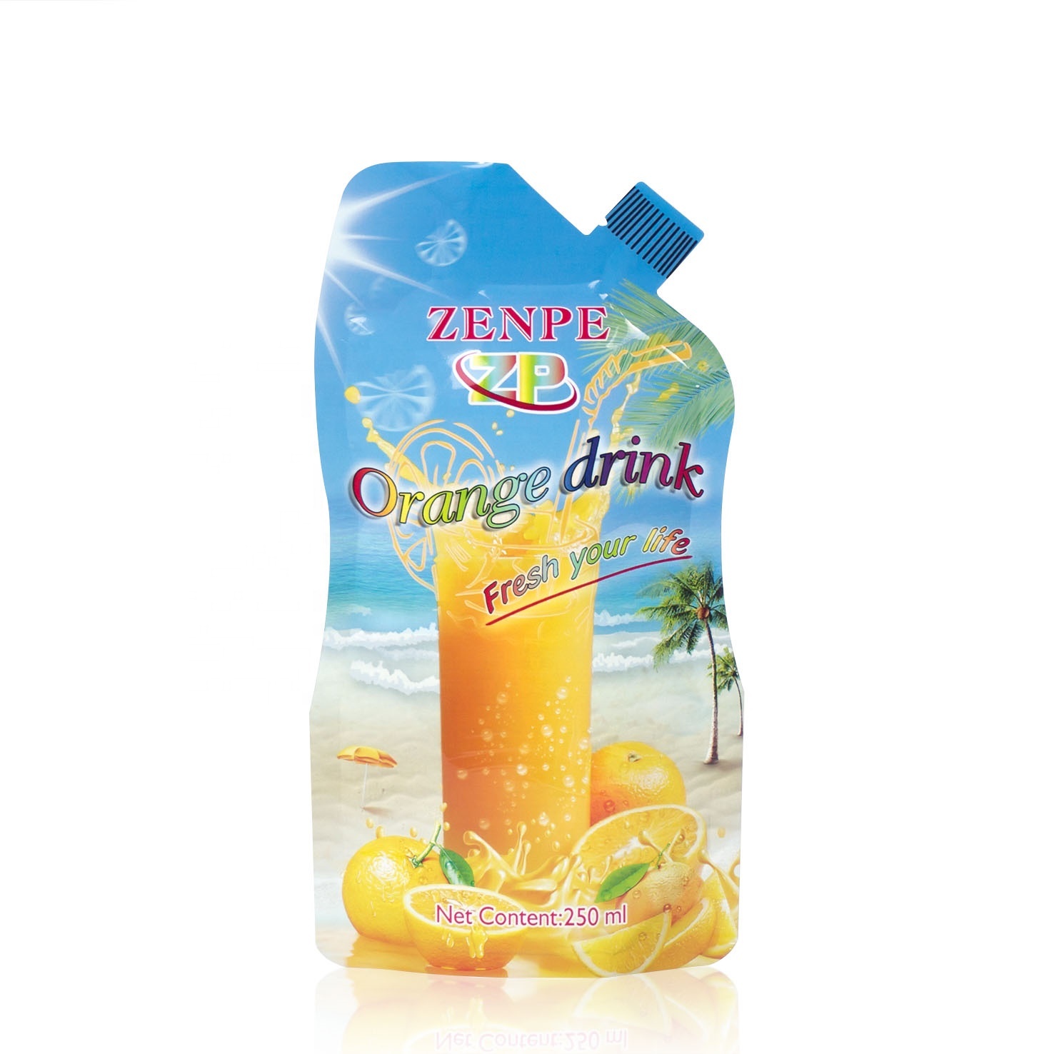 DQ PACK Customized Printing Plastic Liquid Packaging Bag Juice Stand Up Spout Pouch With Patch Handle