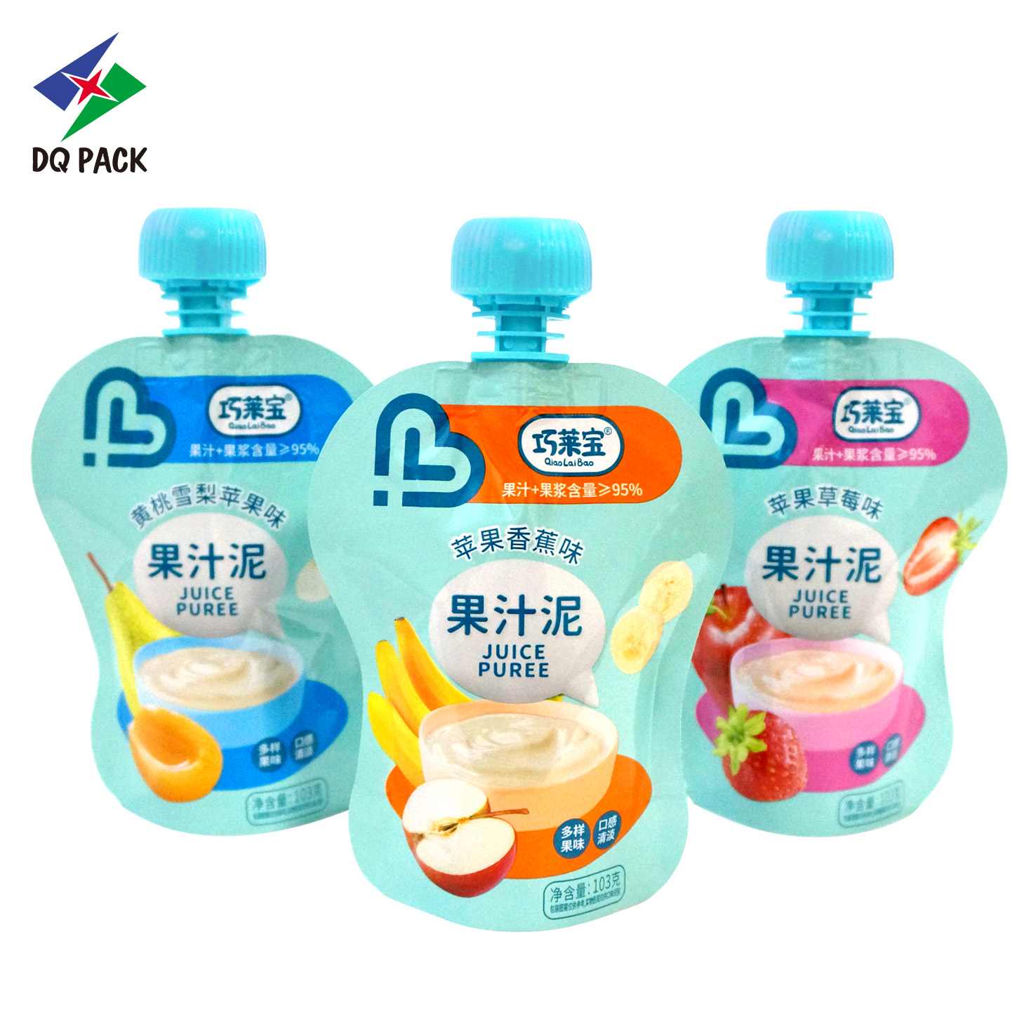 DQ PACK Food Grade Custom Plastic Packaging Bag Stand Up Spout Pouch For Baby Food