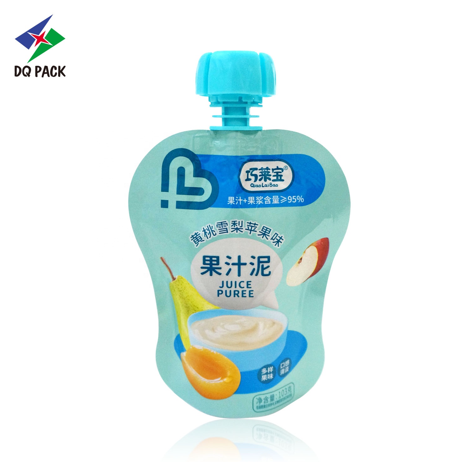 DQ PACK China Doypack Spout Pouch Juice or Fruit Puree or Jelly Packaging Stand Up Pouch With Spout