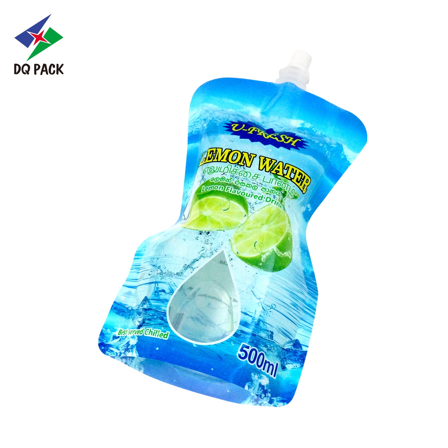 DQ PACK Transparent Bottle Shaped Plastic Beverage Drink Reusable Spout Pouches For Beverage water Liquid