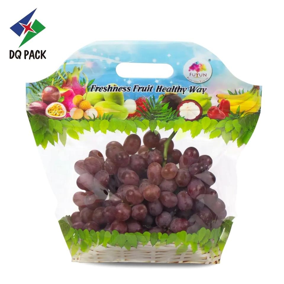 Transparent Fruit Vent Bag with Zipper Perforated PE Material Fresh Fruit Pouch