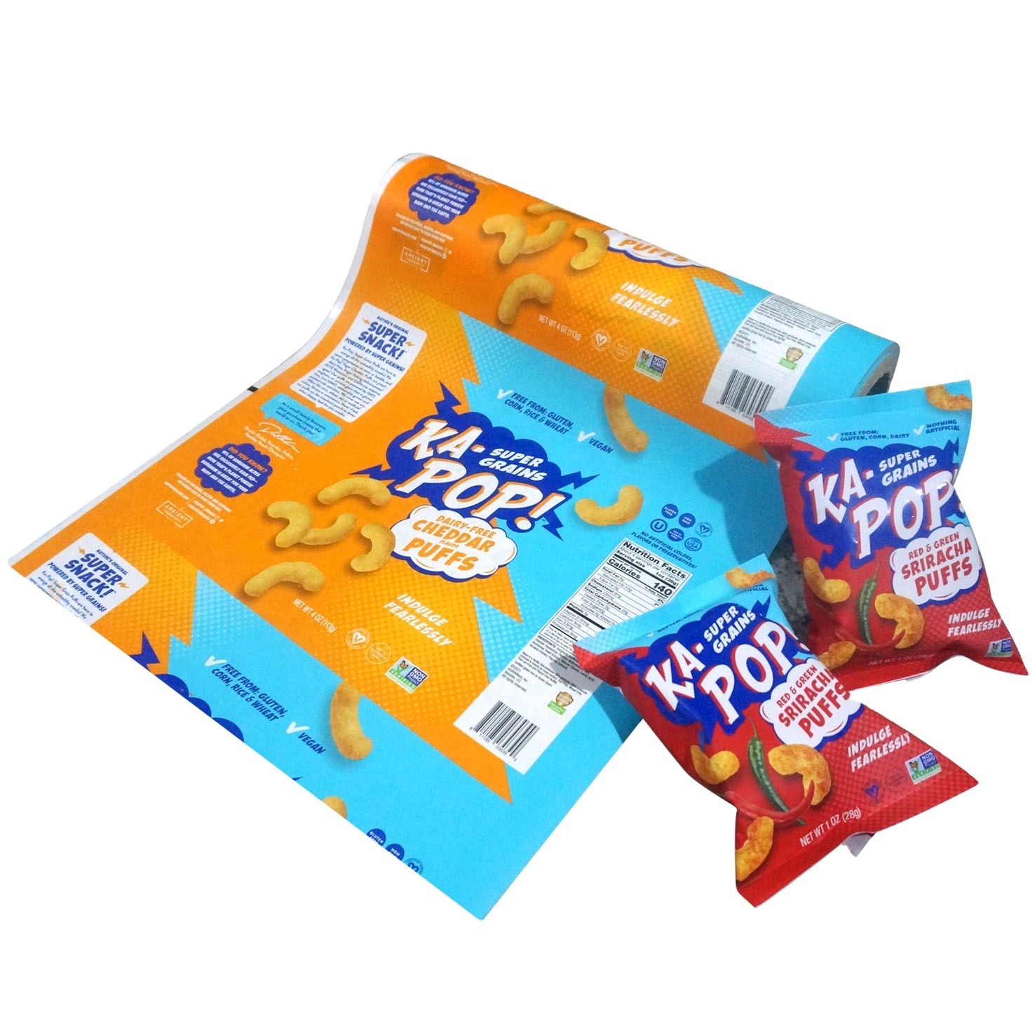 Biscutes/chips inflatable film plastic packaging BOPP film roll film