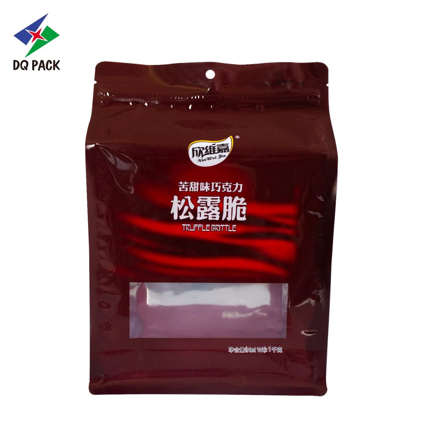 DQ PACK OEM Plastic Mylar Bag Square Flat Bottom Pouch Bag Doypack food snack chocolate packaging