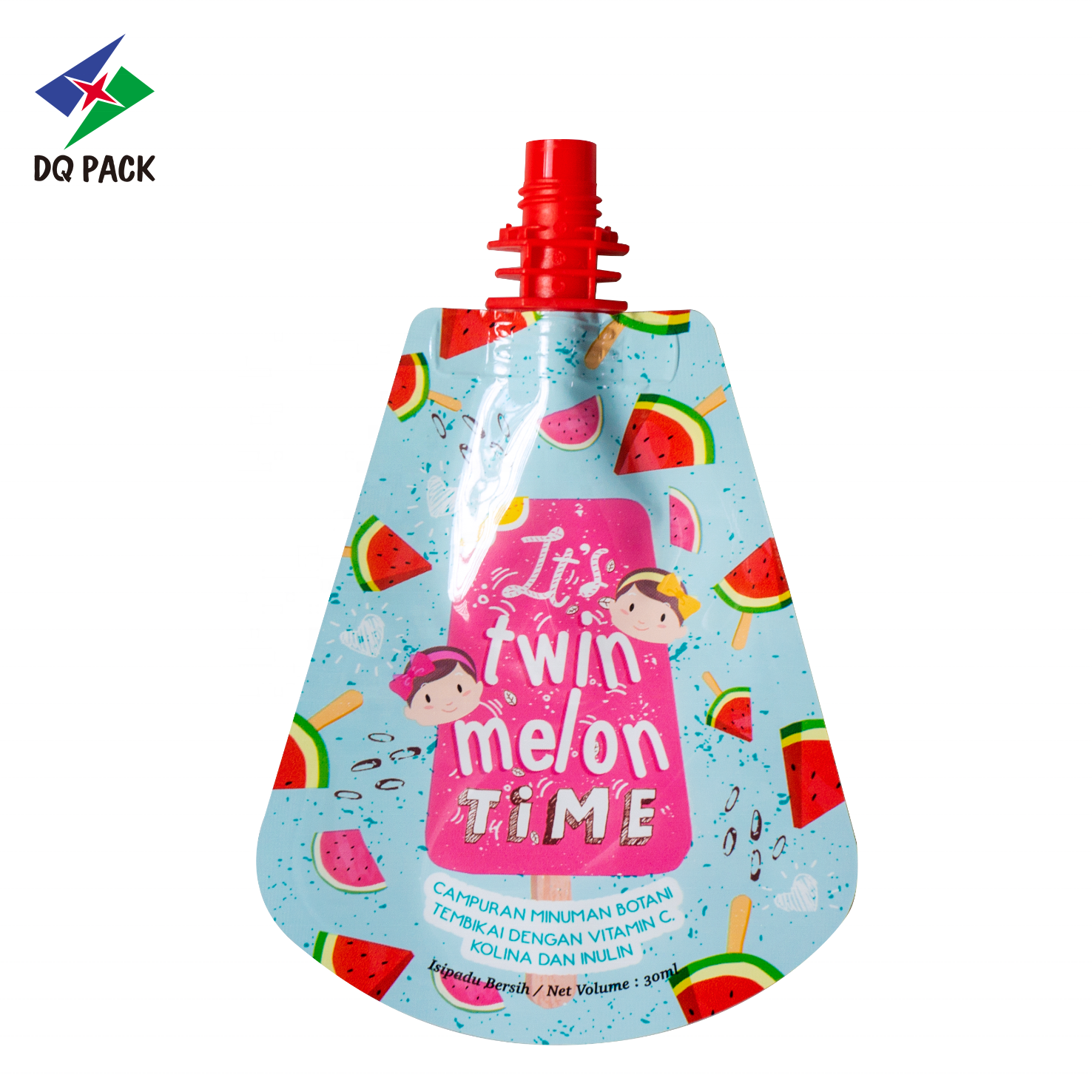 DQ PACK 50ml 100ml 500ml special shape plastic packaging bag for  drink  fruit juice stand up spout pouch