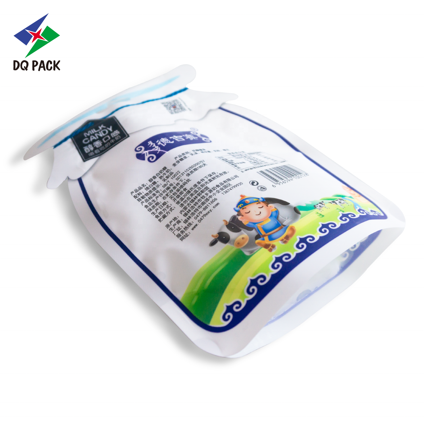 DQ PACK Wholesale Reseal Plastic Mylar bags Stand Up Bottle Shape Pouch Doypack with zipper for candy packaging