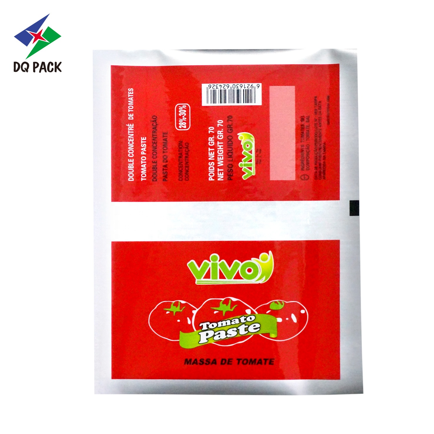 DQ PACK Hot Sale Plastic Tomato Sauce Food Packaging Ketchup Roll Film For Paste