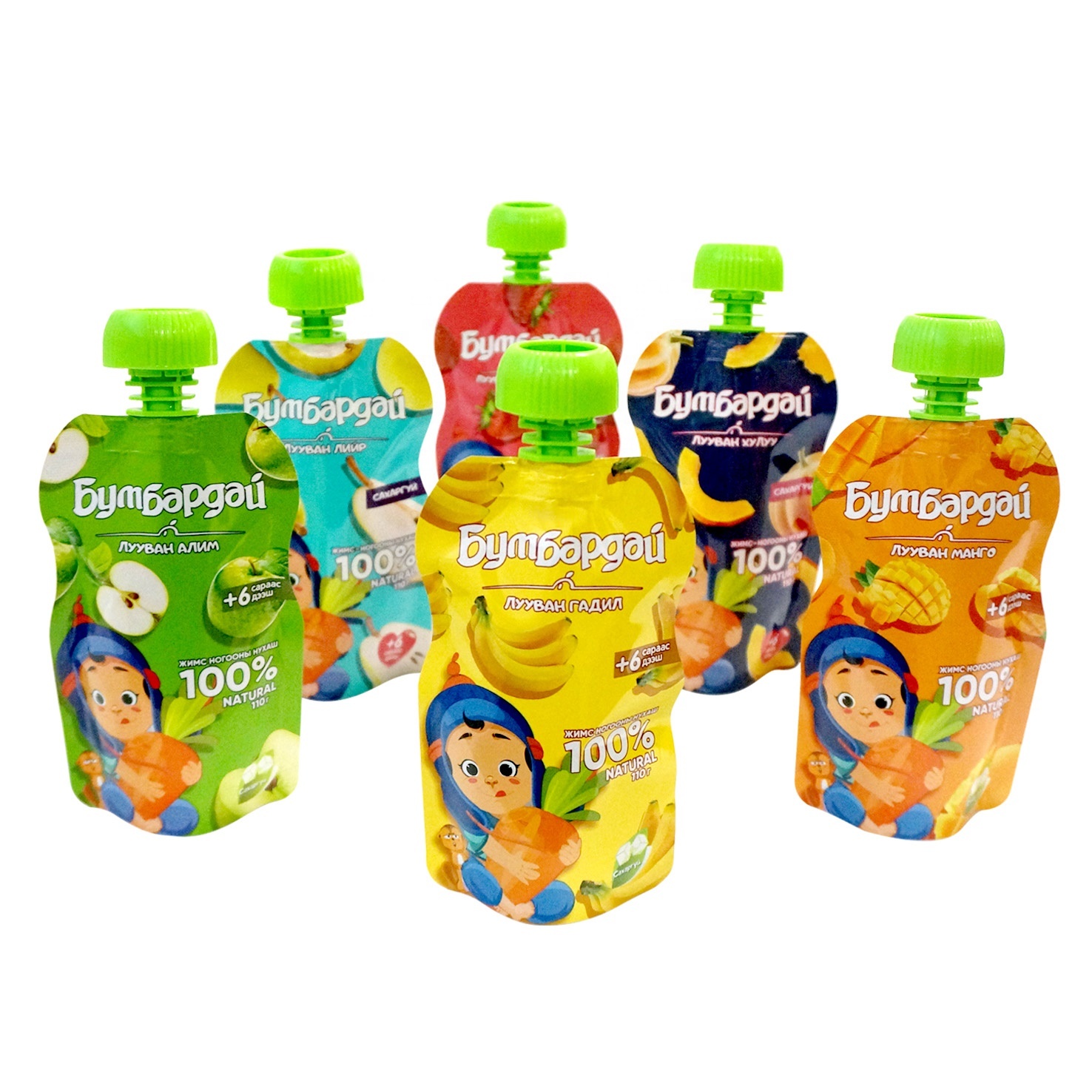 Gravure Printing Customized Stand Up Pouch with Spout with mushroom lid prevent children from swallowing jelly pouch