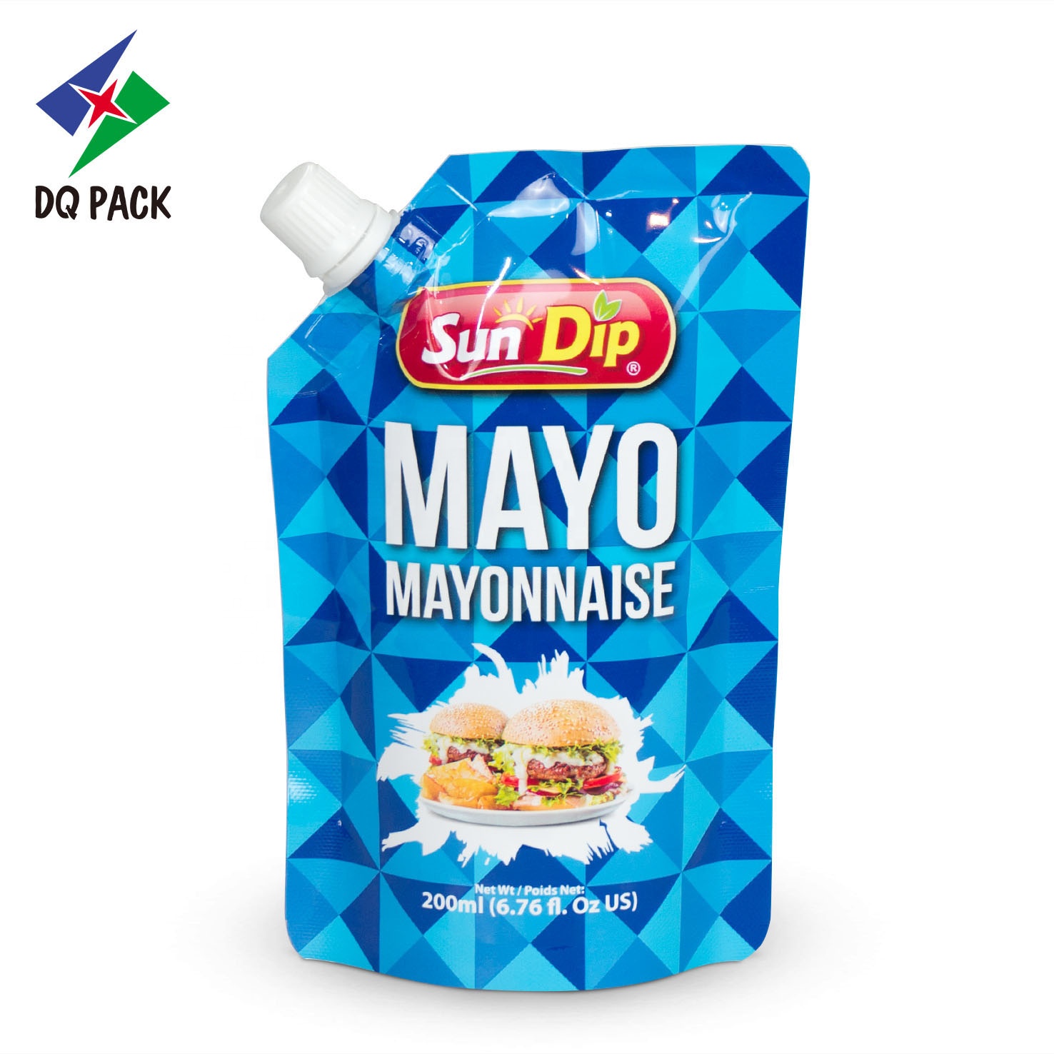 DQ PACK Doypack food high quality stand up spout pouch for mayonnaise sauce packaging bag