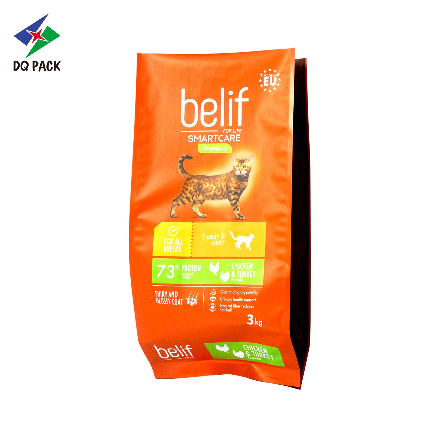 Customized Pet Food Bag with Zipper Plastic pouch Flat Bottom Bag Dog Food packaging bag