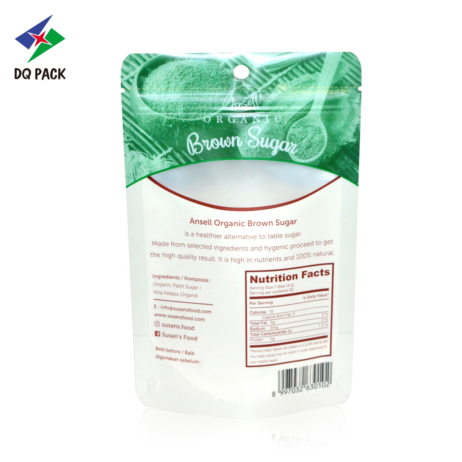 DQ PACK Manufactures Sell Stand Up Pouch PE/PP Food Packaging Bag With Tear Notch