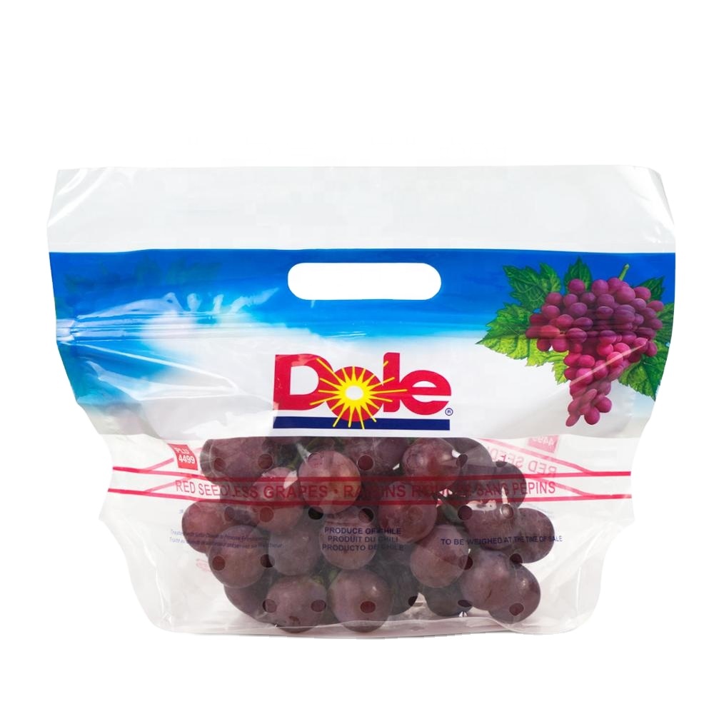 Custom printed food packaging pouches for fruit packing bags with ziplock Transparent food grade plastic fruit