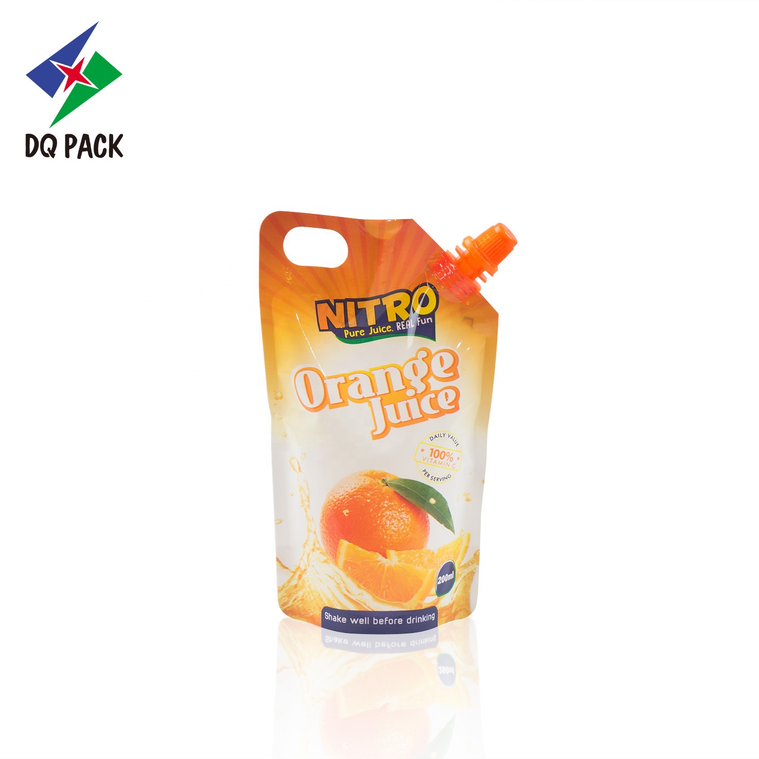DQ PACK Refilll Reusable fruit juice drink packaging spout pouch bag doypack with corner spout
