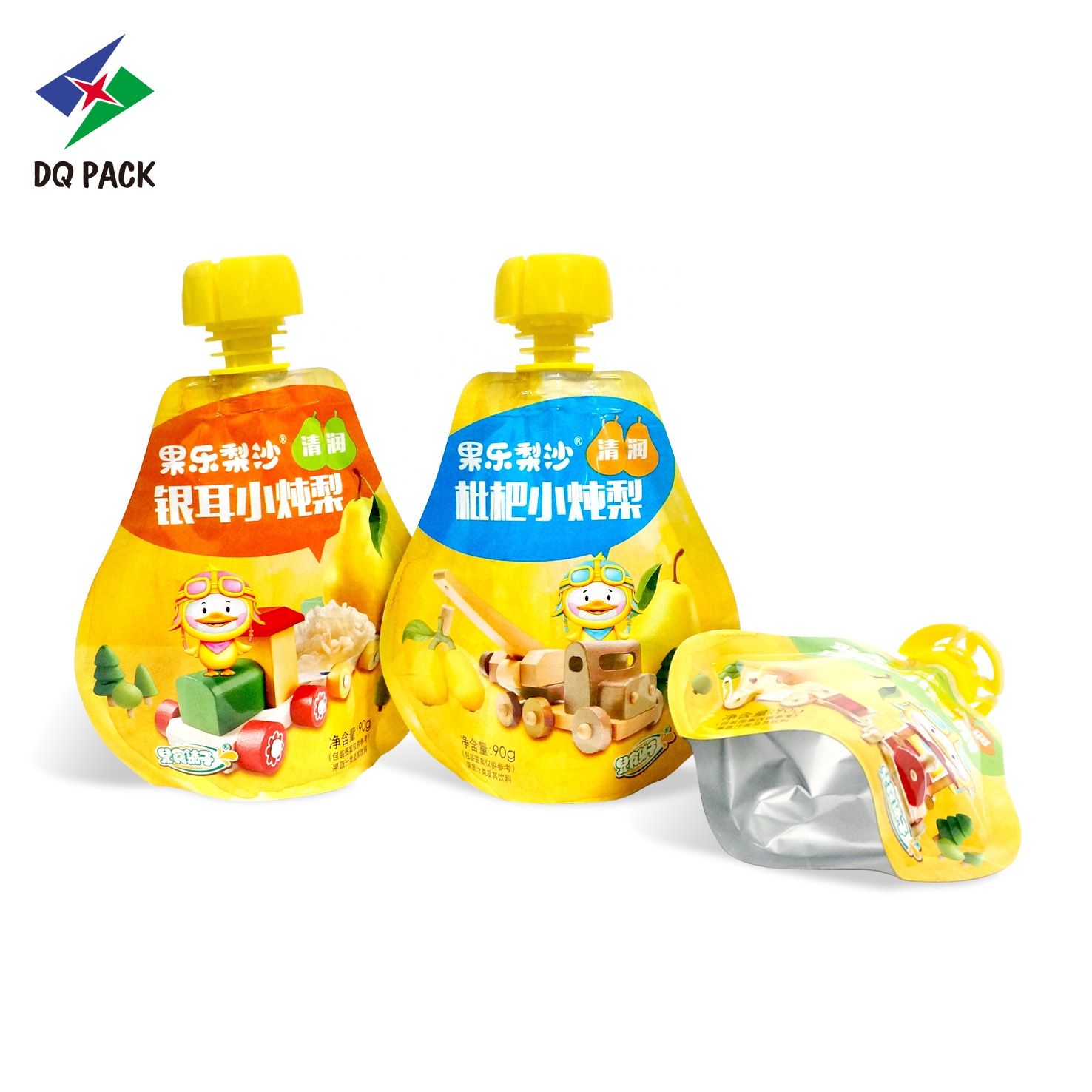 DQ PACK Hot Sell Custom 90g Plastic Liquid Packaging Spout Pouch Fruit Juice Drink Food Packaging Pouch Bag