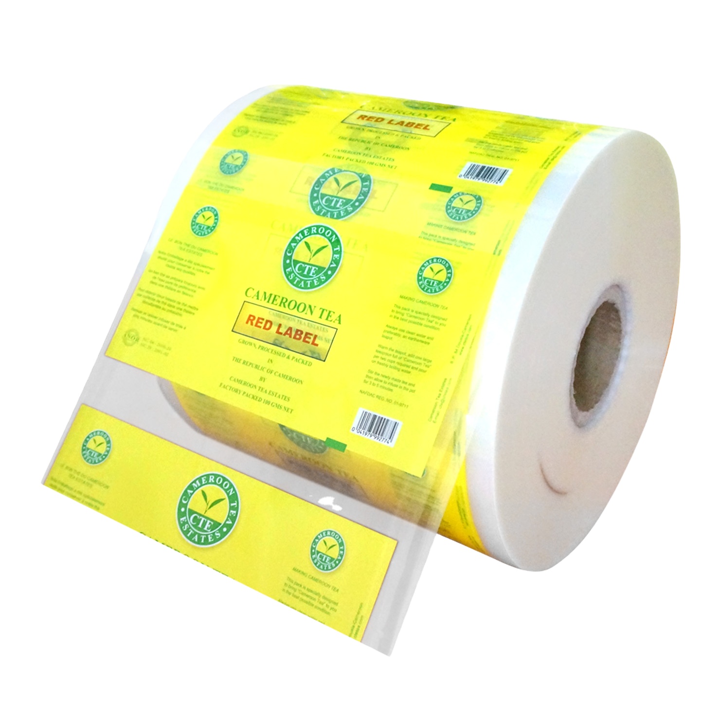Cameroon tea  plastic packaging film roll cheap packaging with printing logo