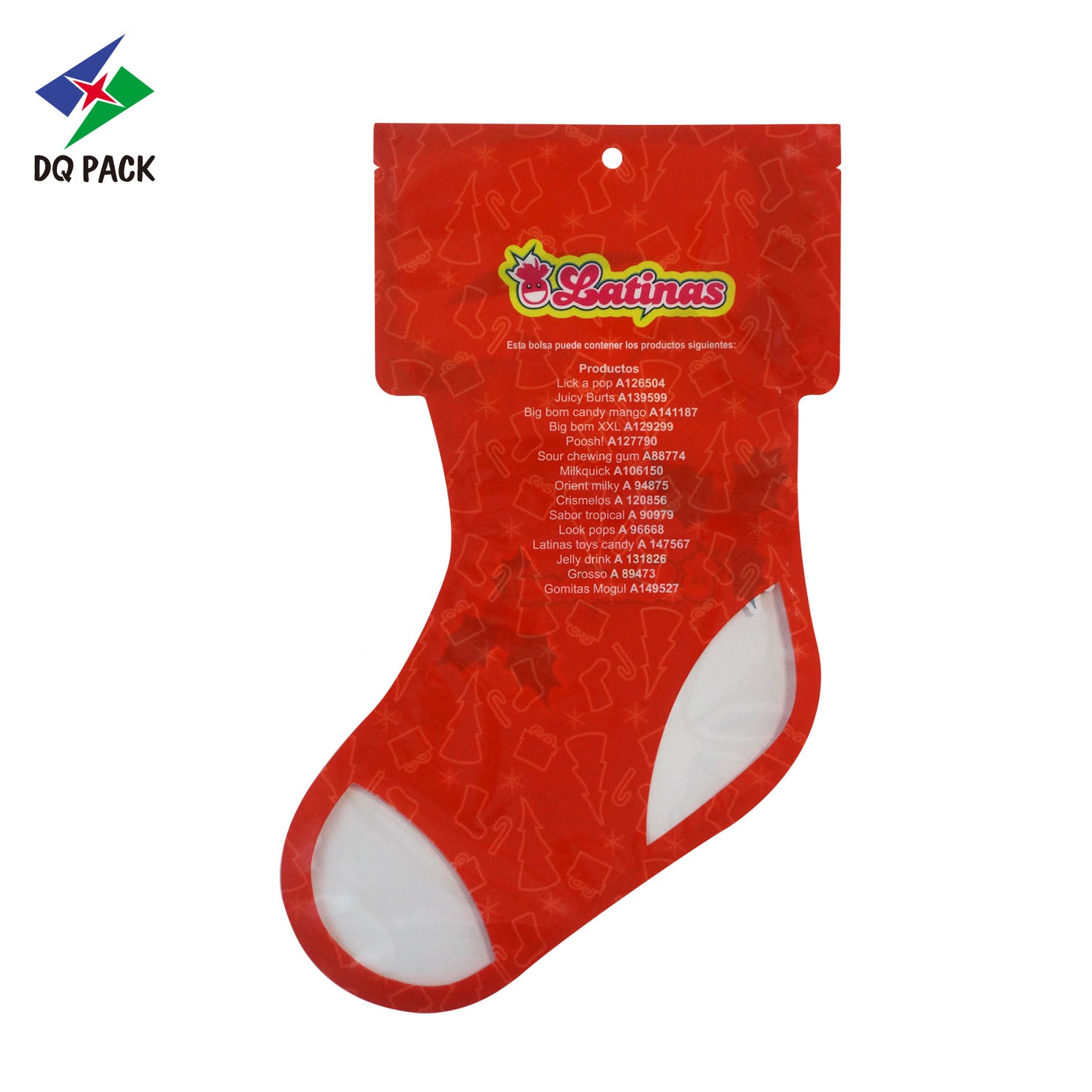DQ PACK Heat Seal Custom Printing Special Shape Christmas Candy Packaging Bag
