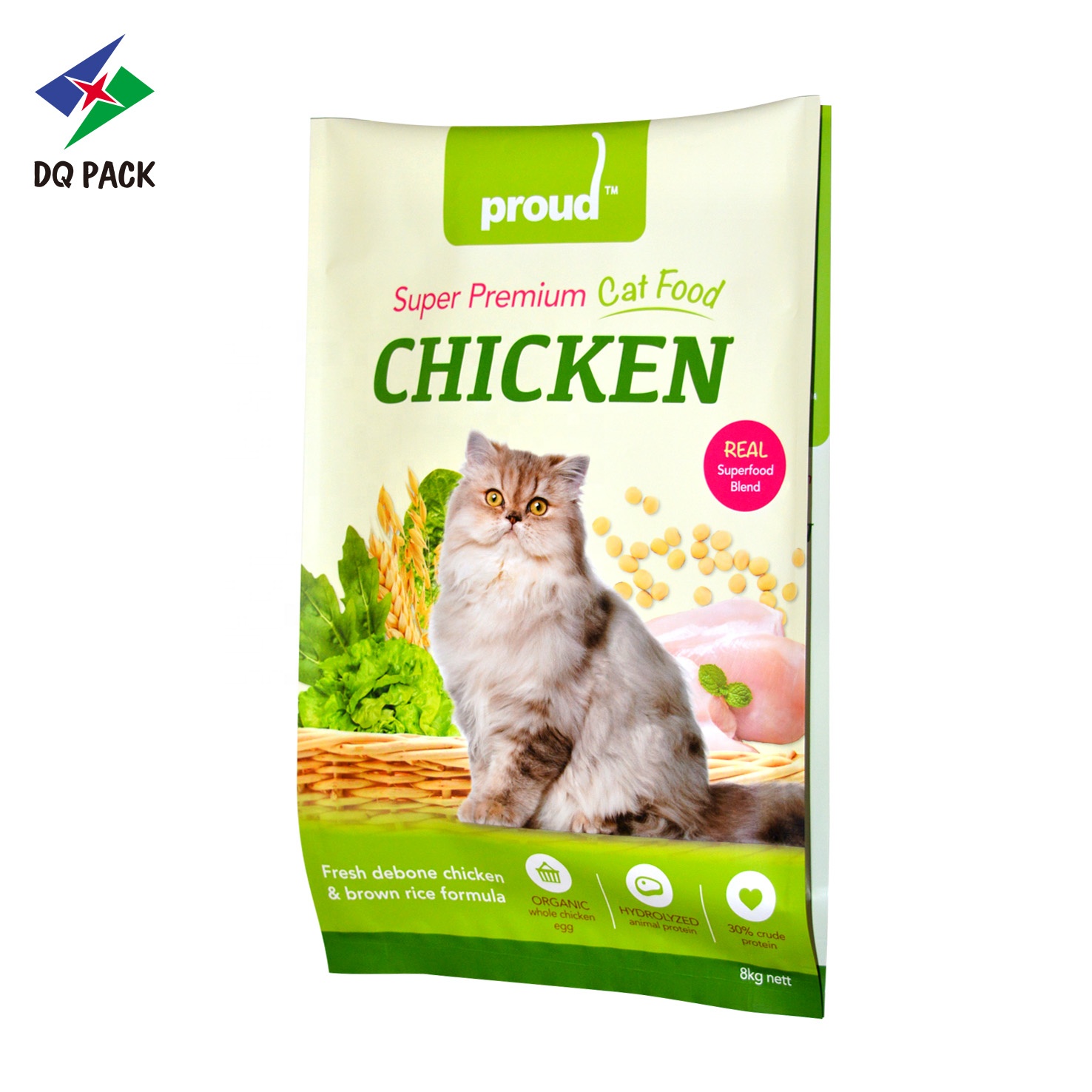 DQ PACK Custom Printed Eco-friendly Cat Food Printed Packaging Bag Side Gusset Bag Food Bag