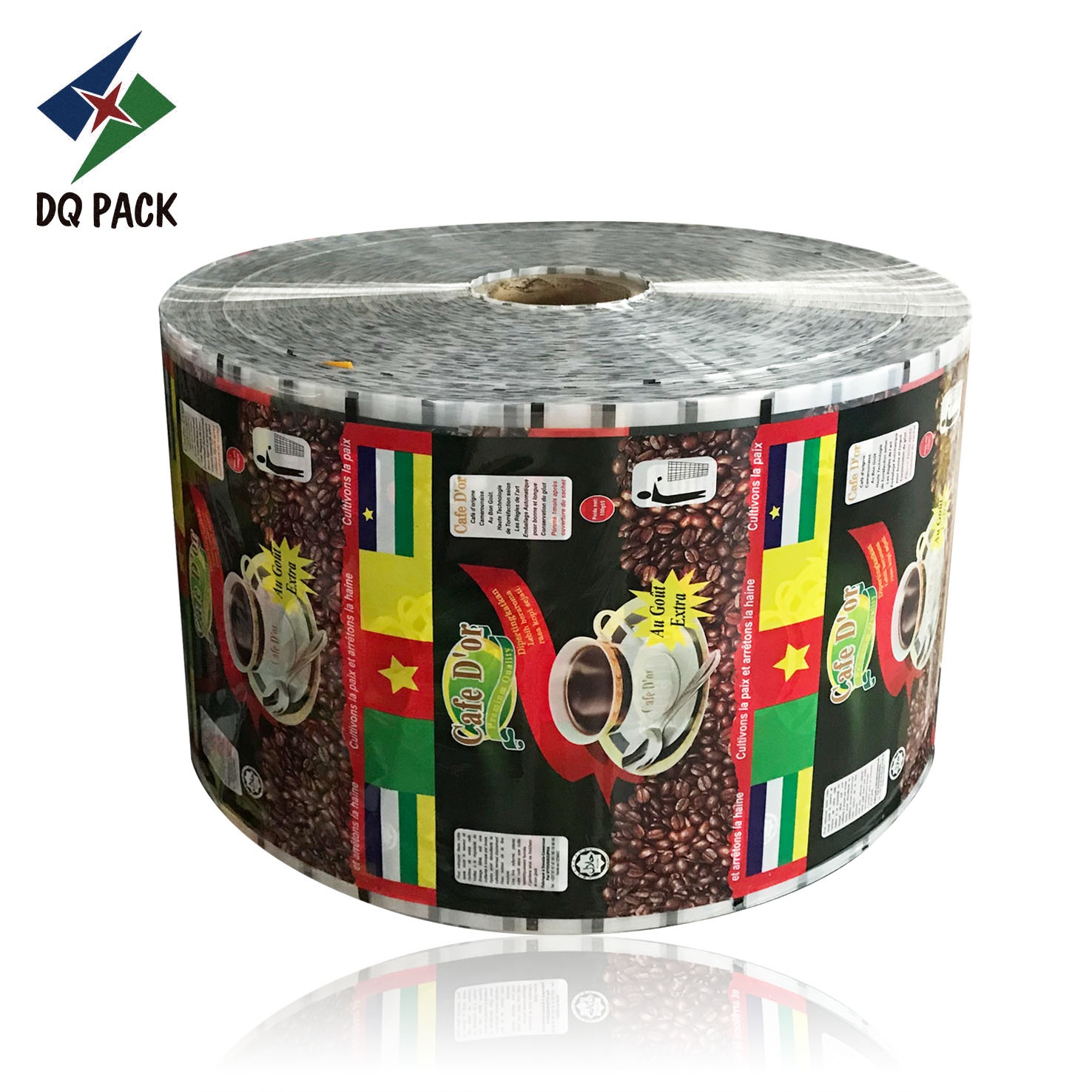 DQ PACK Custom Print Cameroon Africa Drip Coffee Tea Aluminum Foil Laminated Packaging Roll Film