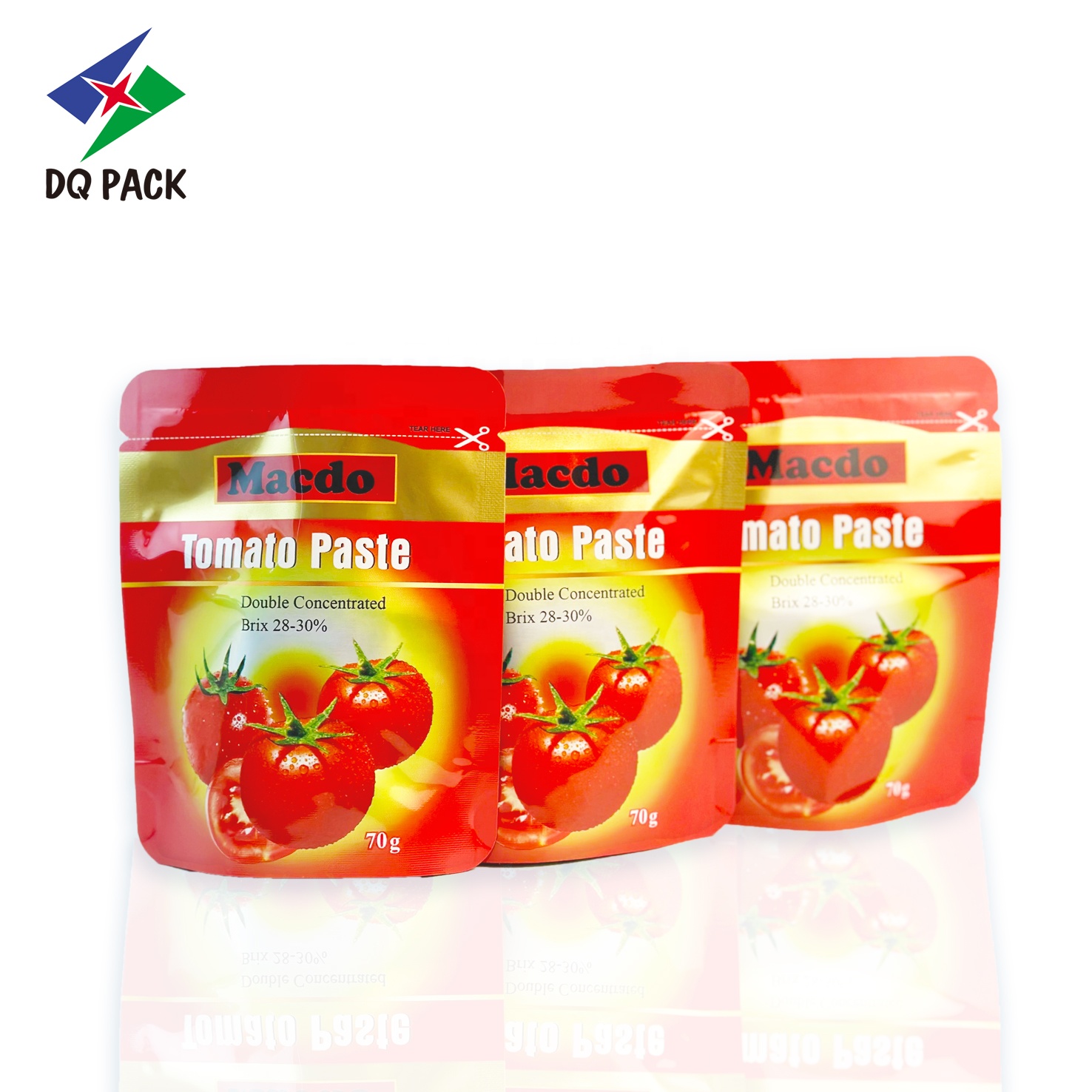 DQ PACK Factory 70g 150g 200g Tomato Sauce Plastic Packaging Bag Ketchup Stand Up Heat Seal Bag