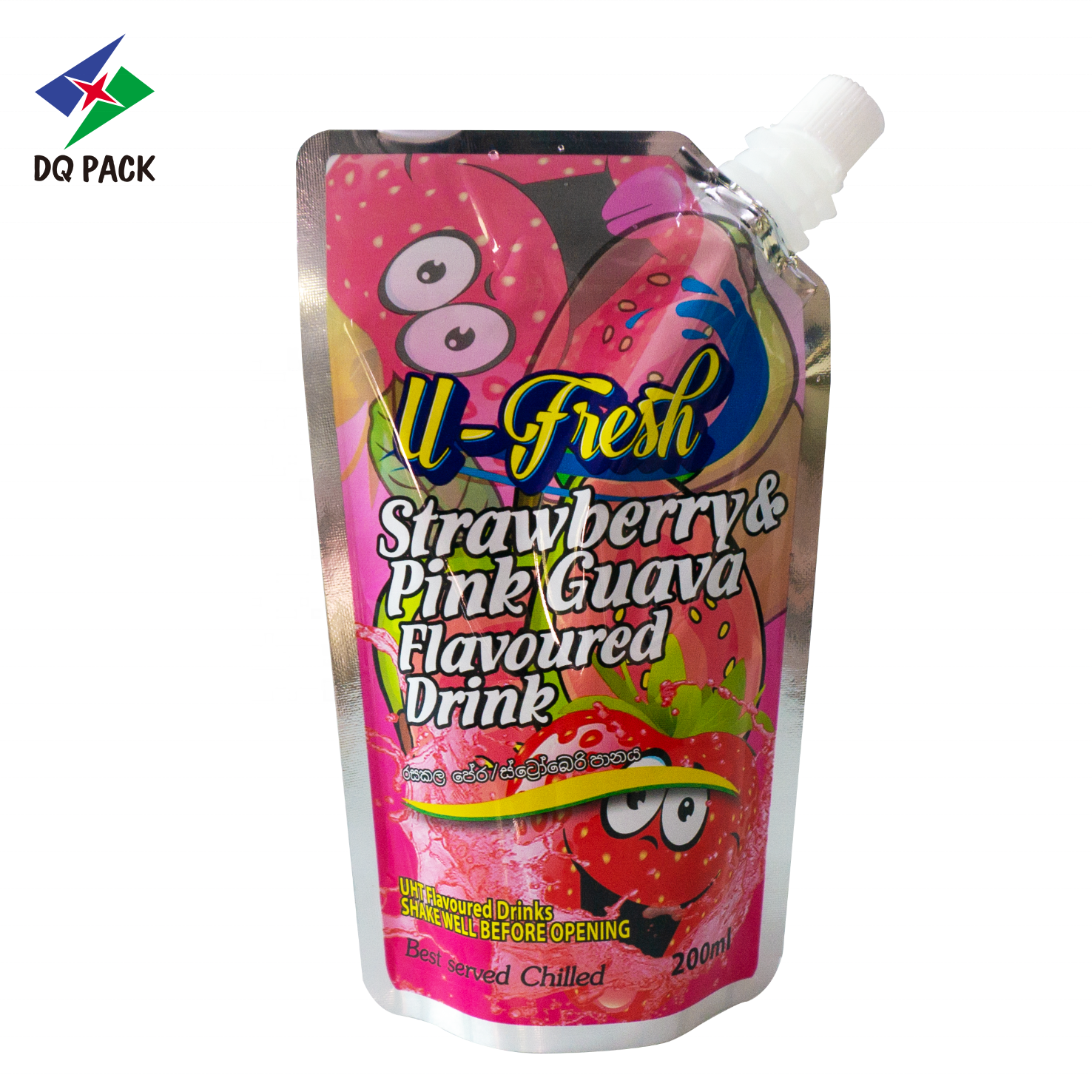 DQ PACK Plastic Fruit Juice Soft Drink Packaging Bag Spout Pouch