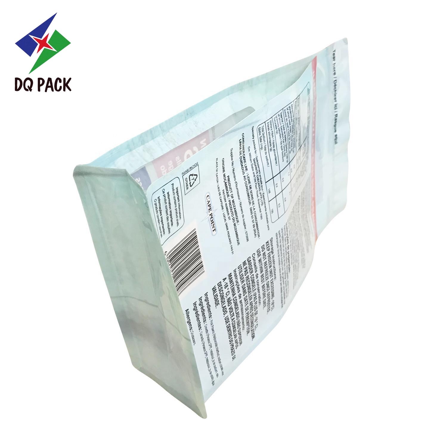 DQ PACK Free Sample 500g Food Grade Packaging Bag Qual Seal Bag Flat Bottom Stand up Zipper Pouch