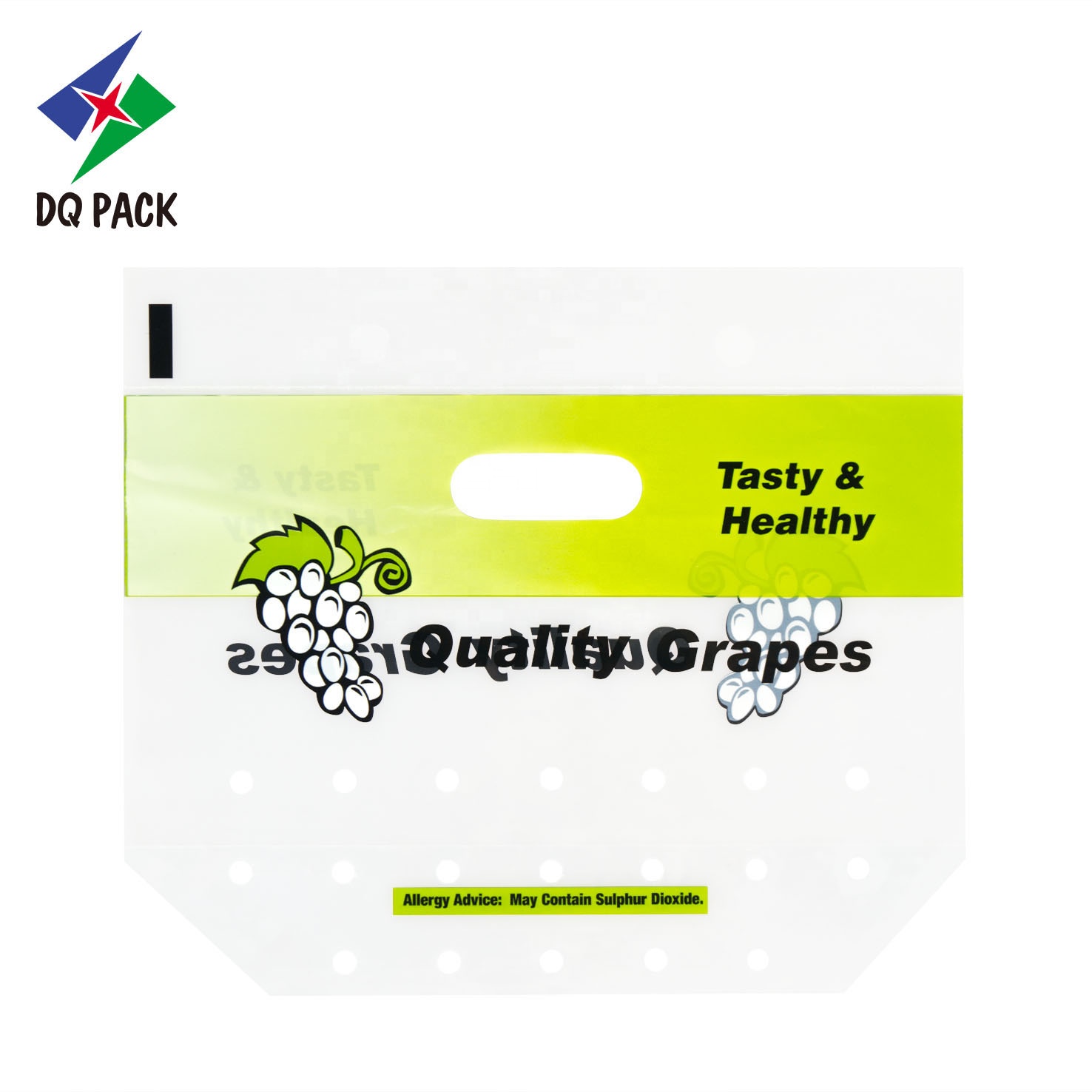 DQ PACK Transparent Fruit Stand Up Zipper Bag Plastic Packaging Pouch With Patch Handle