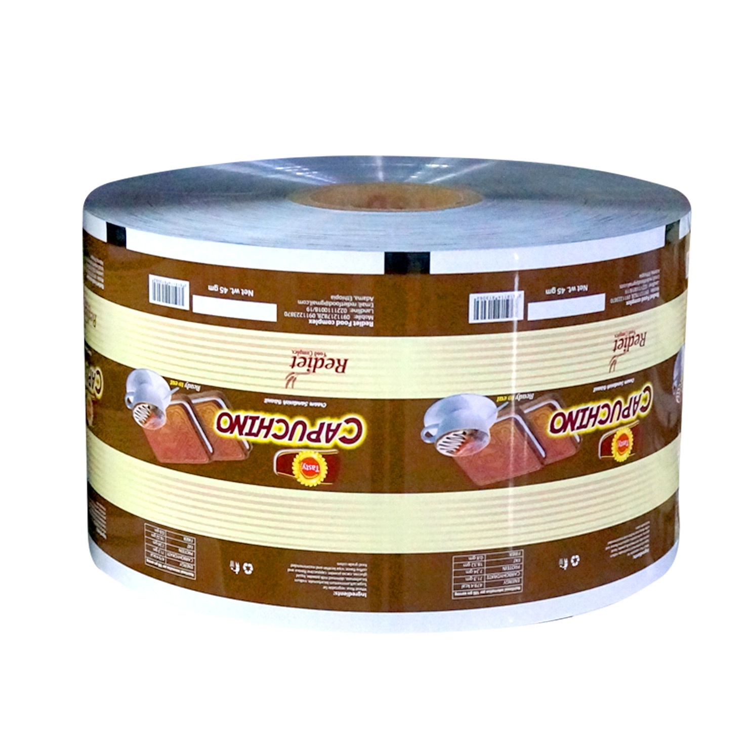 Good sealing streng film roll custom food grade packaging laminated roll film printed plastic Kraft, aluminum foil film for bags