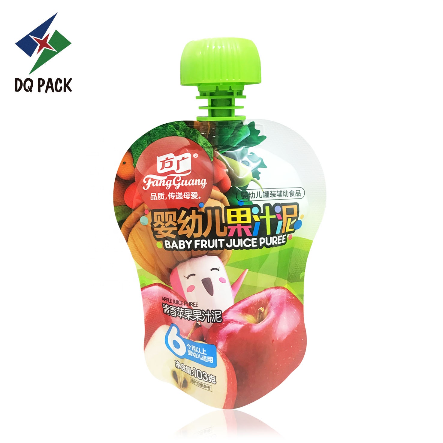 Custom Printed BPA Free Food Grade Plastic Stand Up Double Zipper Reusable Baby Food Pouch Breast Milk Storage Bags with Spout