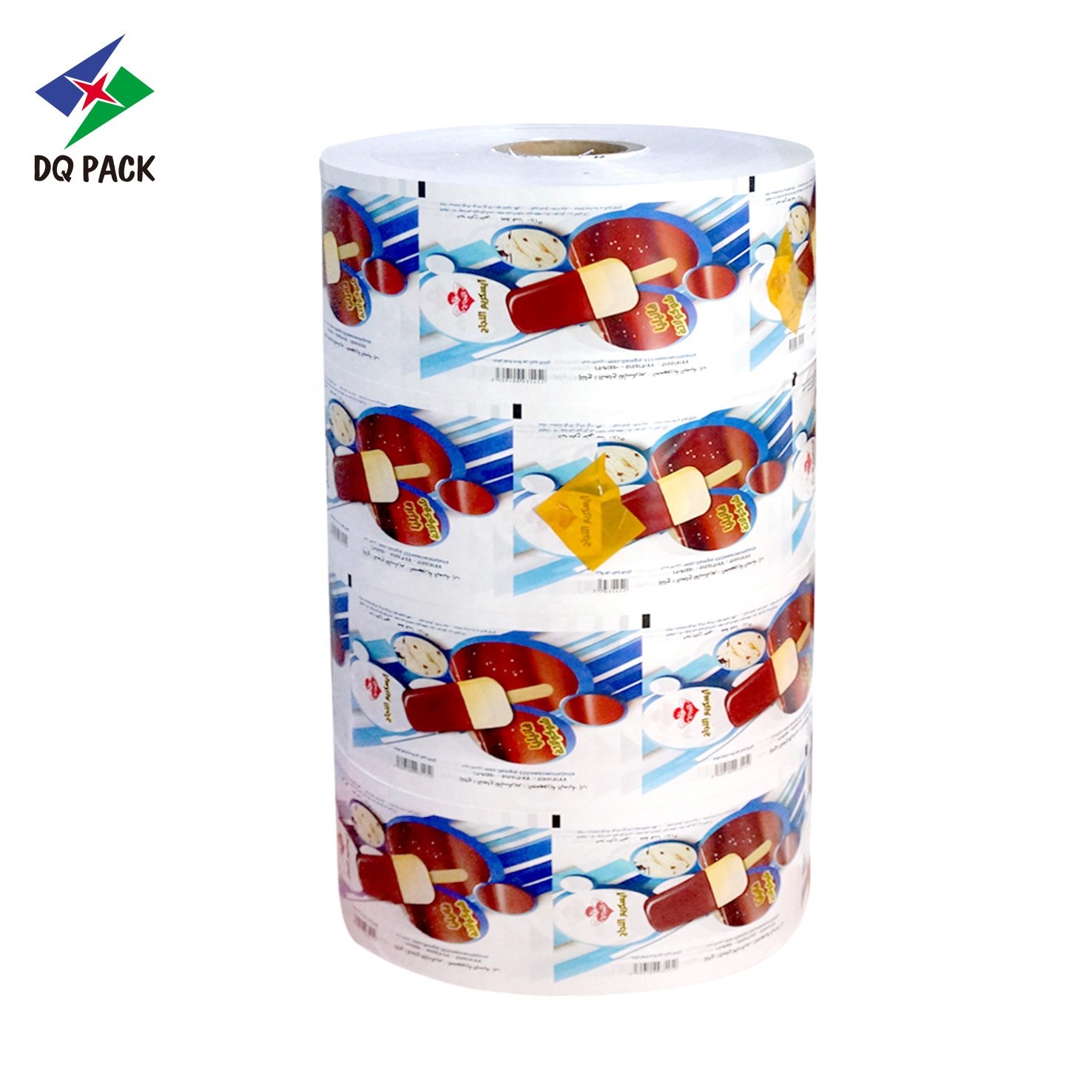 DQ PACK Custom Printed Bopp Plastic Frozen Popsicle Bag Ice Cream Food Packaging Roll Film Snack Packaging Film