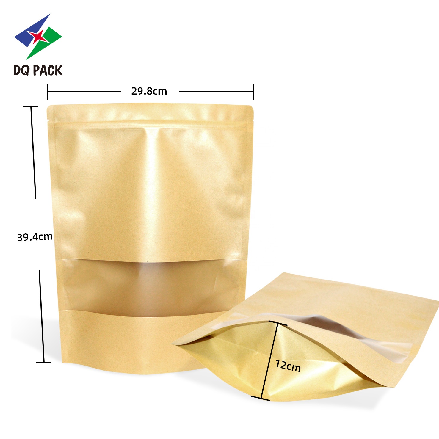 DQ PACK Factory Direct Price Moisture Proof Stand up Pouch Kraft Paper Bag Coffee tea nut food packaging bag