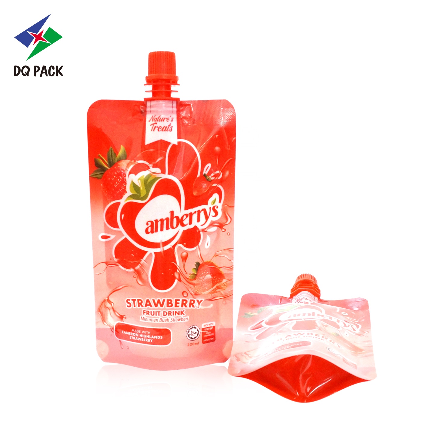 DQ PACK Wholesale Custom Plasric Bag Clear Water Liquid Food Fruit Juice Refill Stand up pouch doypack with spout