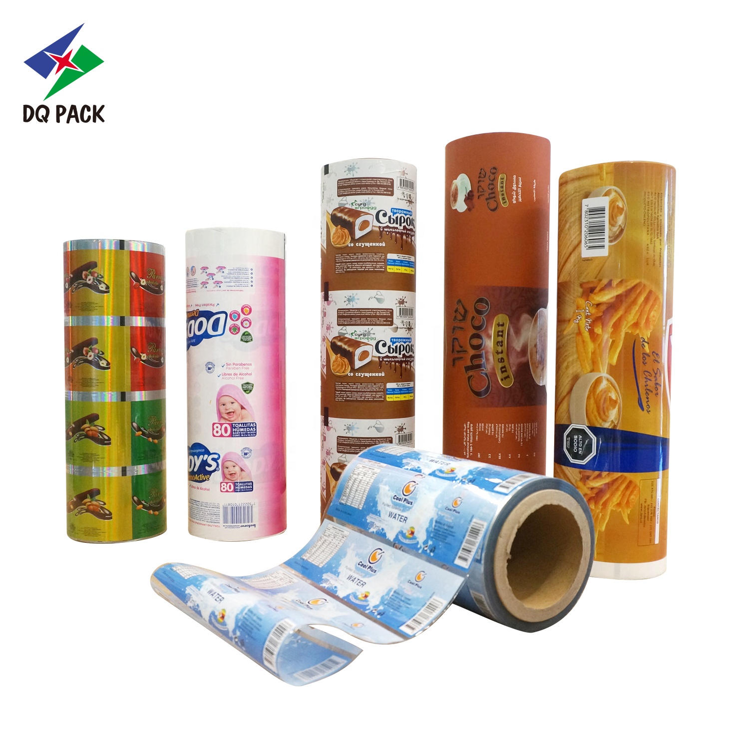 Guangdong flexible Transparent potato chips packaging film roll food grade plastic film roll for snack packaging