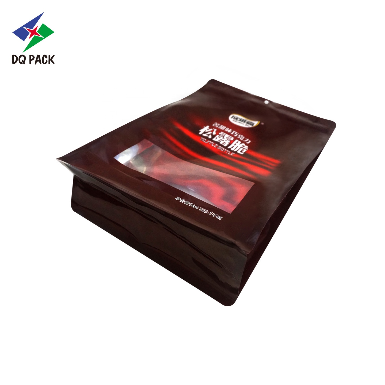 DQ PACK OEM Plastic Mylar Bag Square Flat Bottom Pouch Bag Doypack food snack chocolate packaging